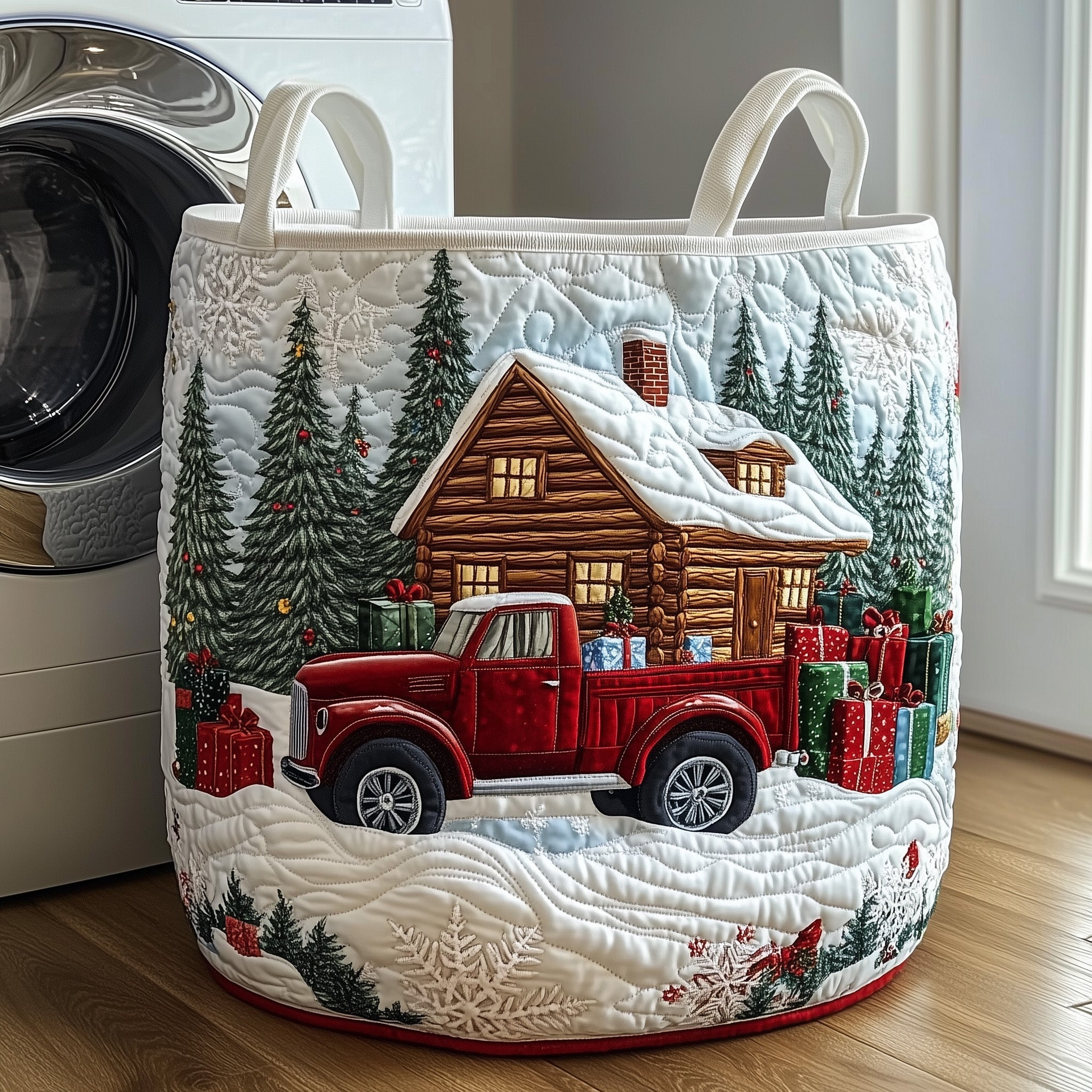 Rustic Christmas Quilted Laundry Basket GFTOTP12004