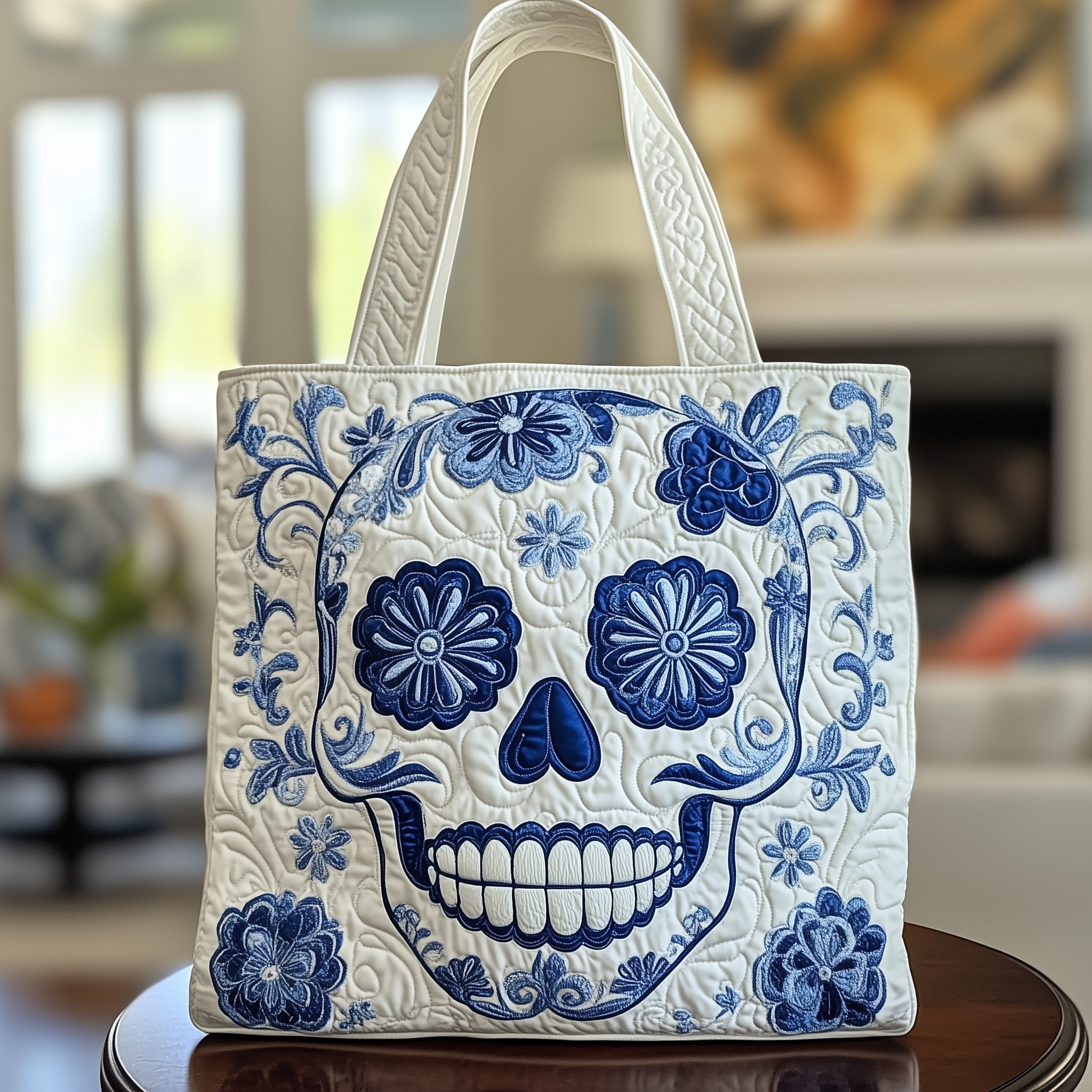 Ceramic Skull Quilted Tote Bag GFTOTP12014