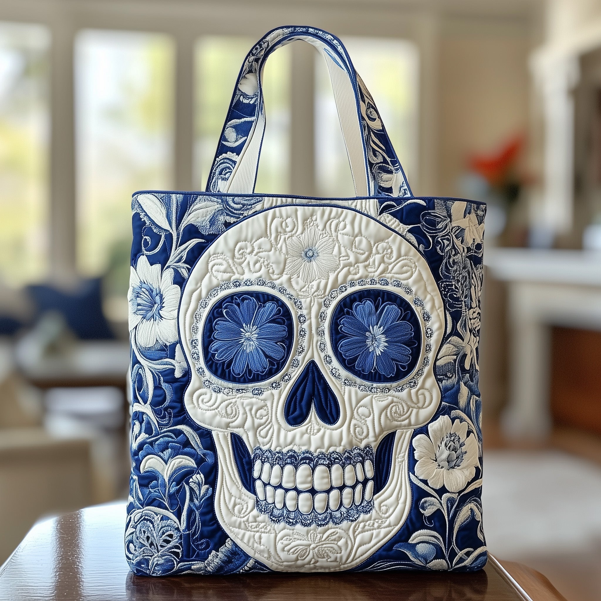 Ceramic Skull Quilted Tote Bag GFTOTP12017