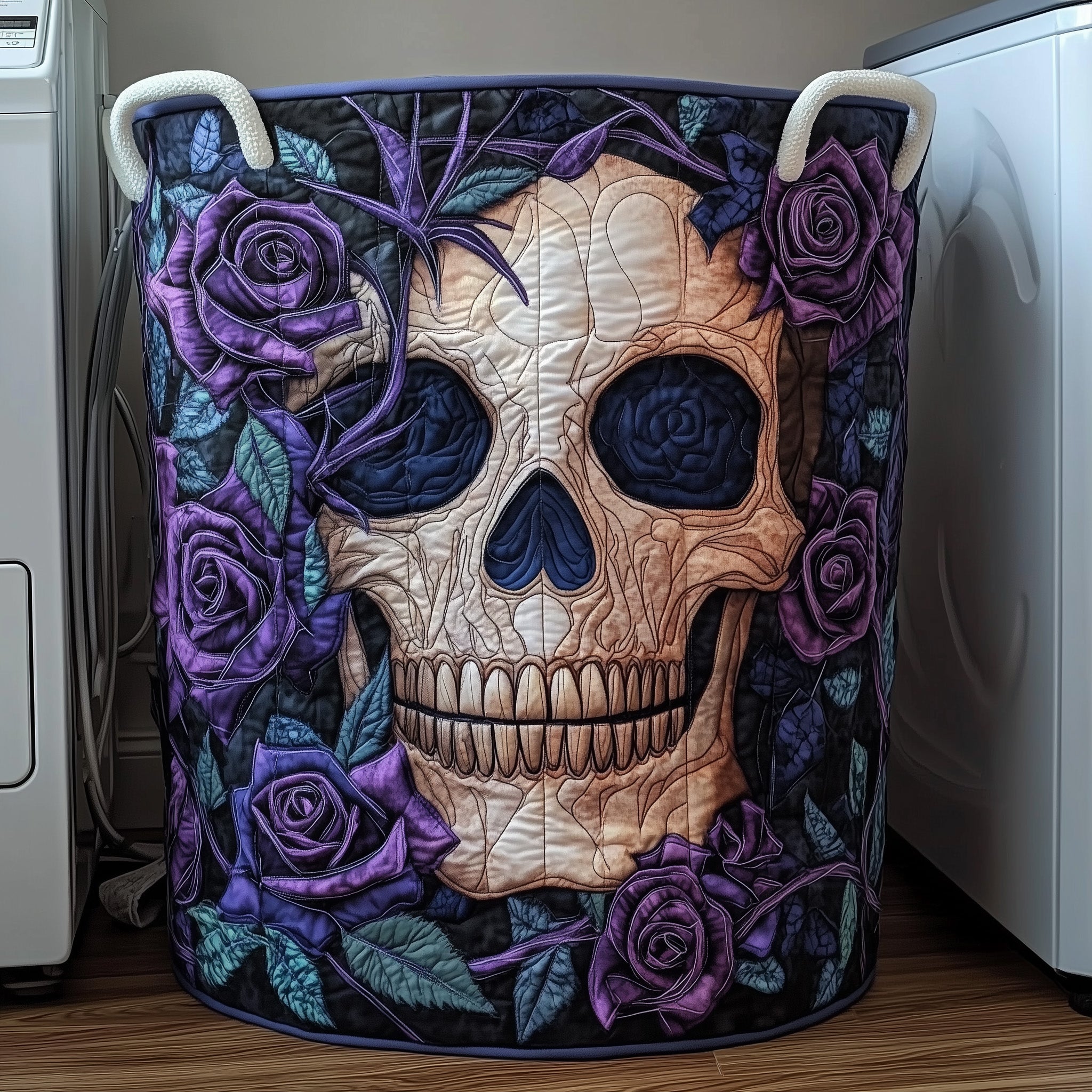 Dark Elegance Quilted Laundry Basket GFTOTP12037