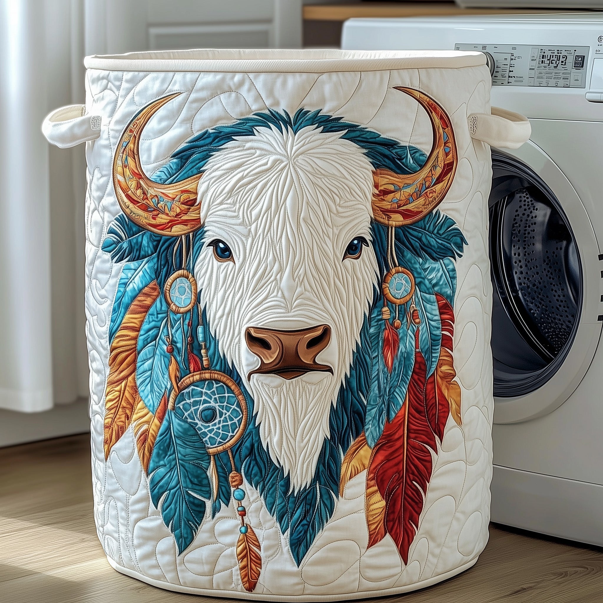 Prairie Bison Quilted Laundry Basket GFTOTP12053