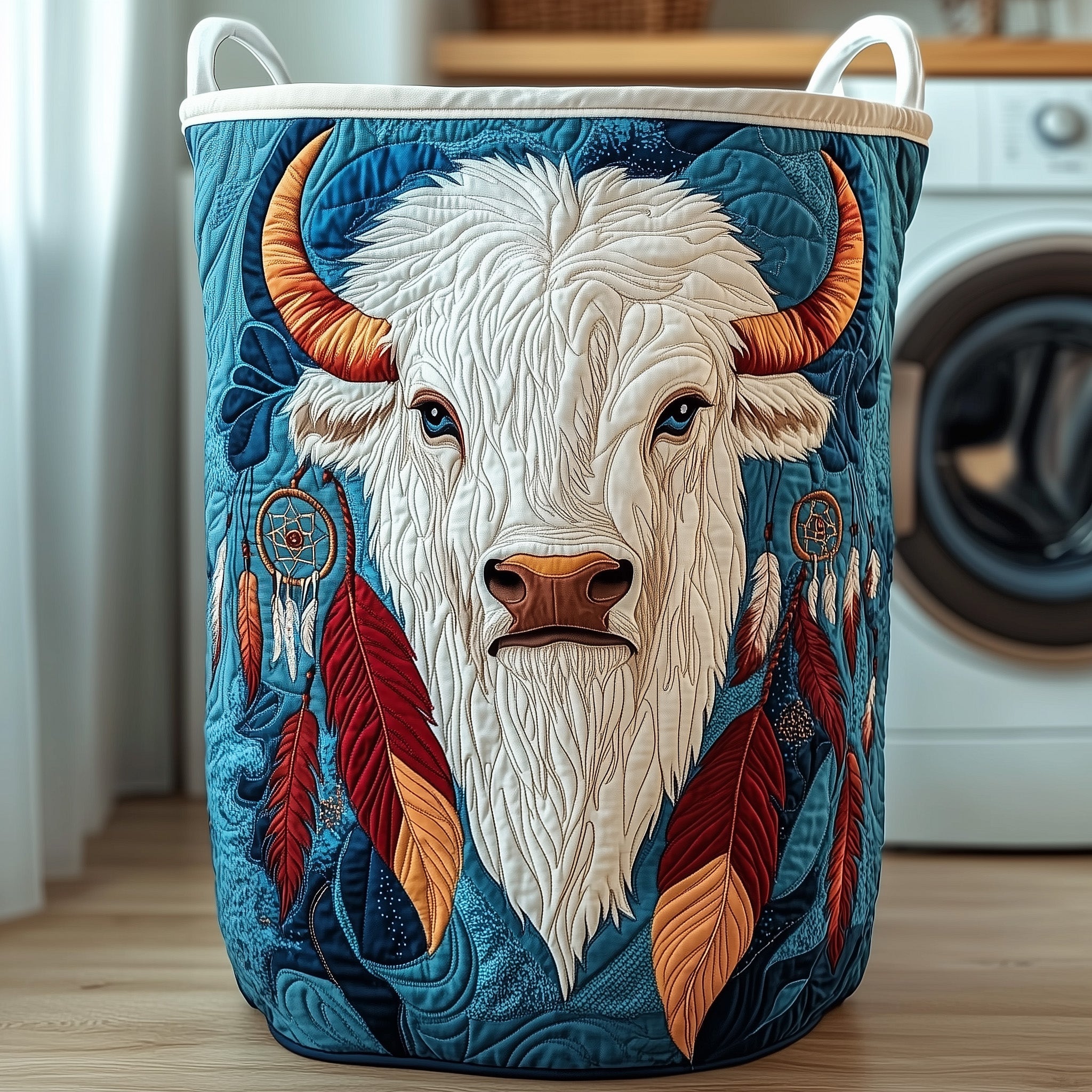 Prairie Bison Quilted Laundry Basket GFTOTP12054