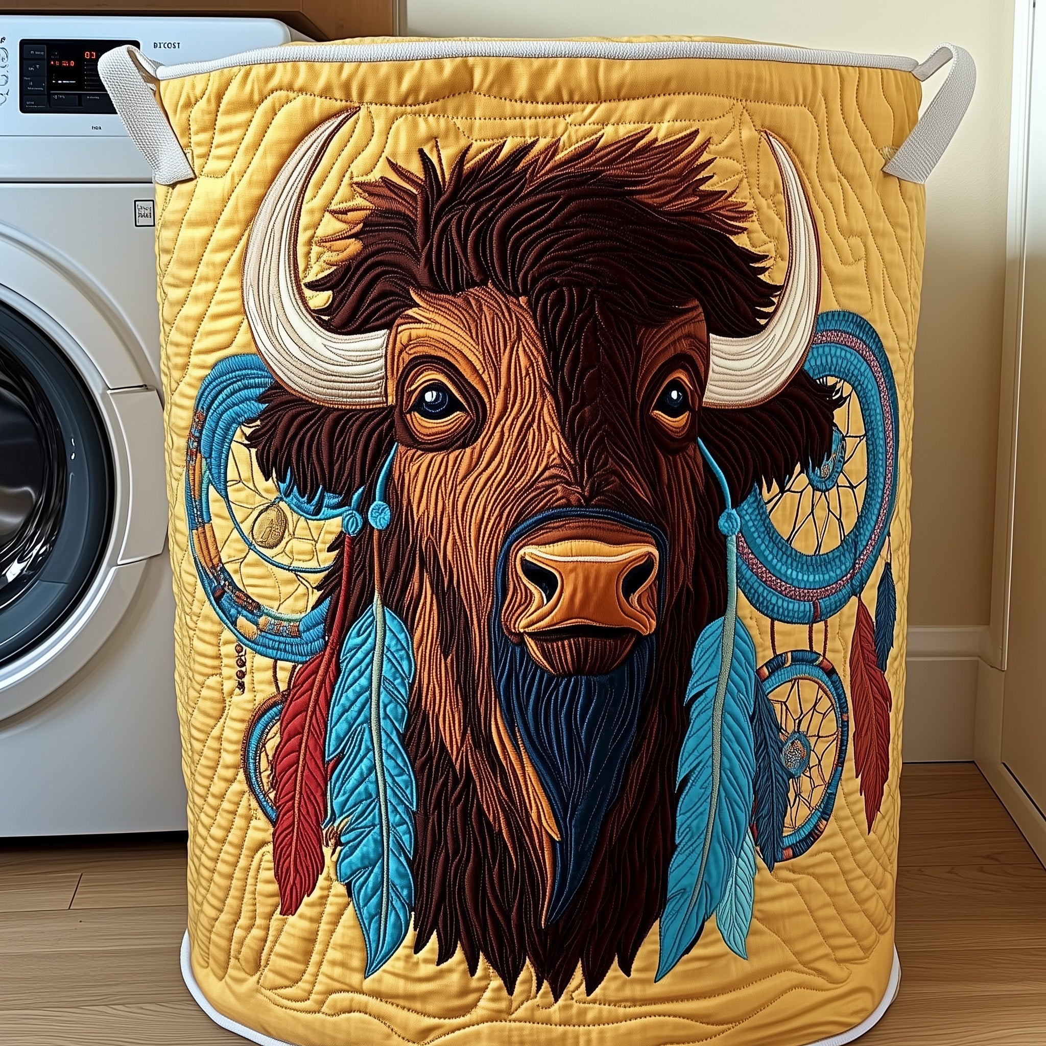 Prairie Bison Quilted Laundry Basket GFTOTP12055