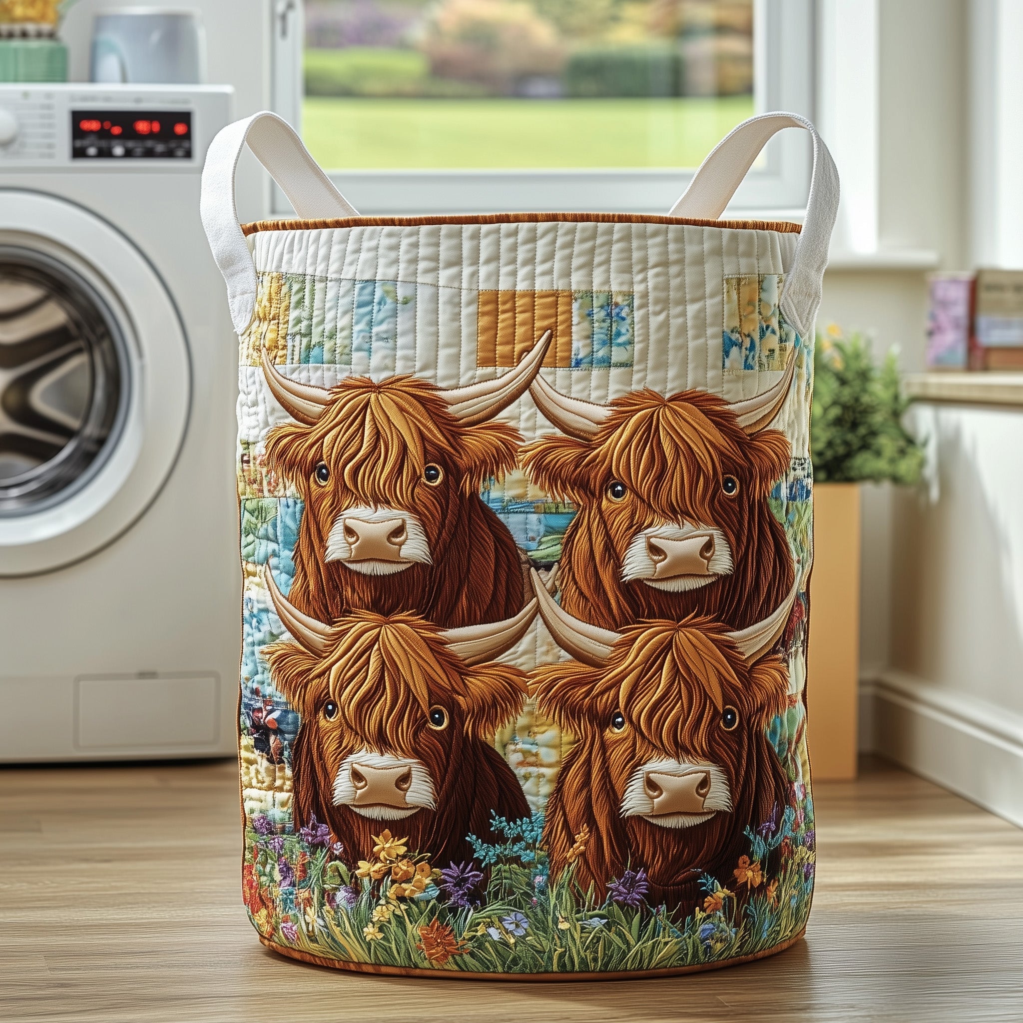 Highland Cow Quilted Laundry Basket GFTOTP12102