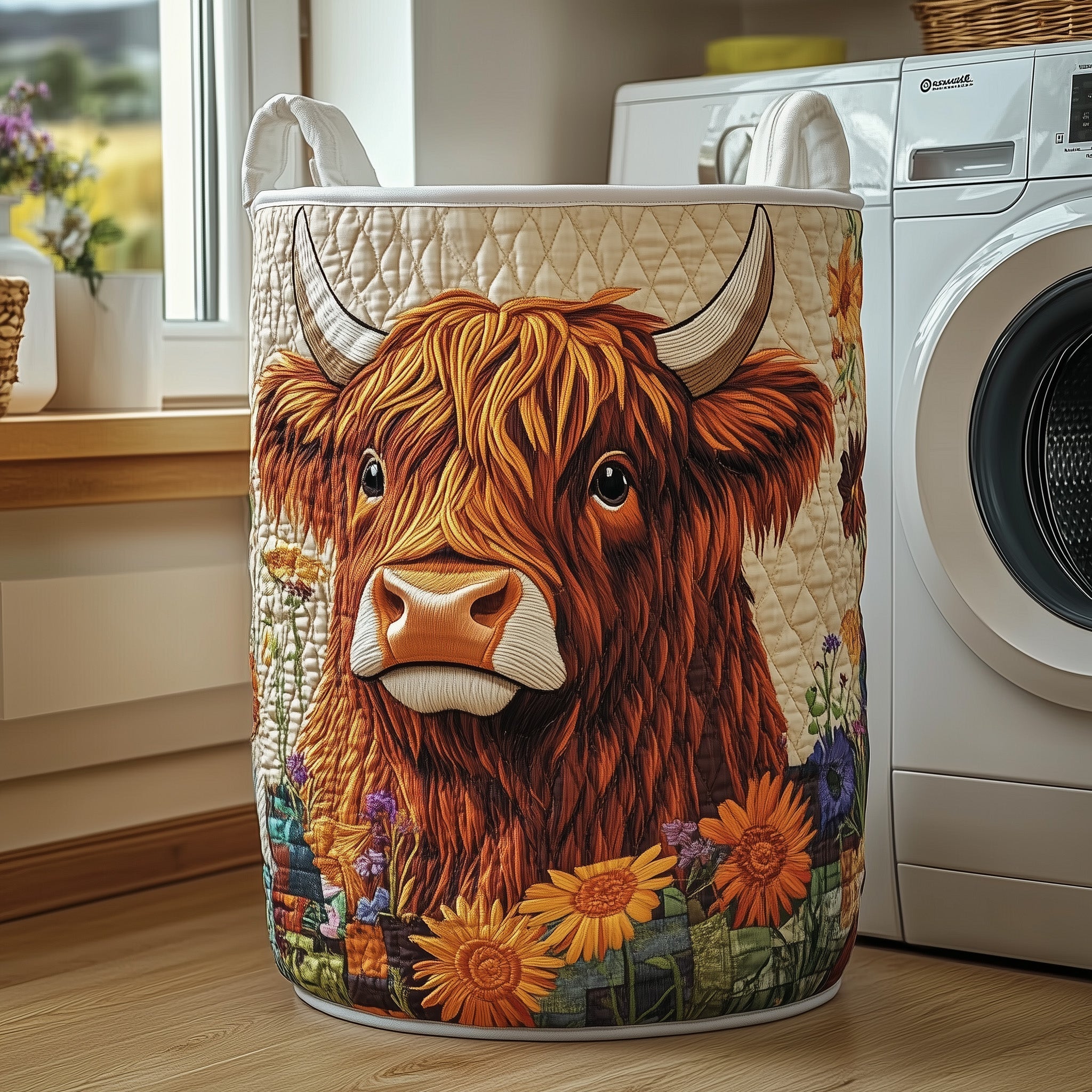 Highland Cow Quilted Laundry Basket GFTOTP12103