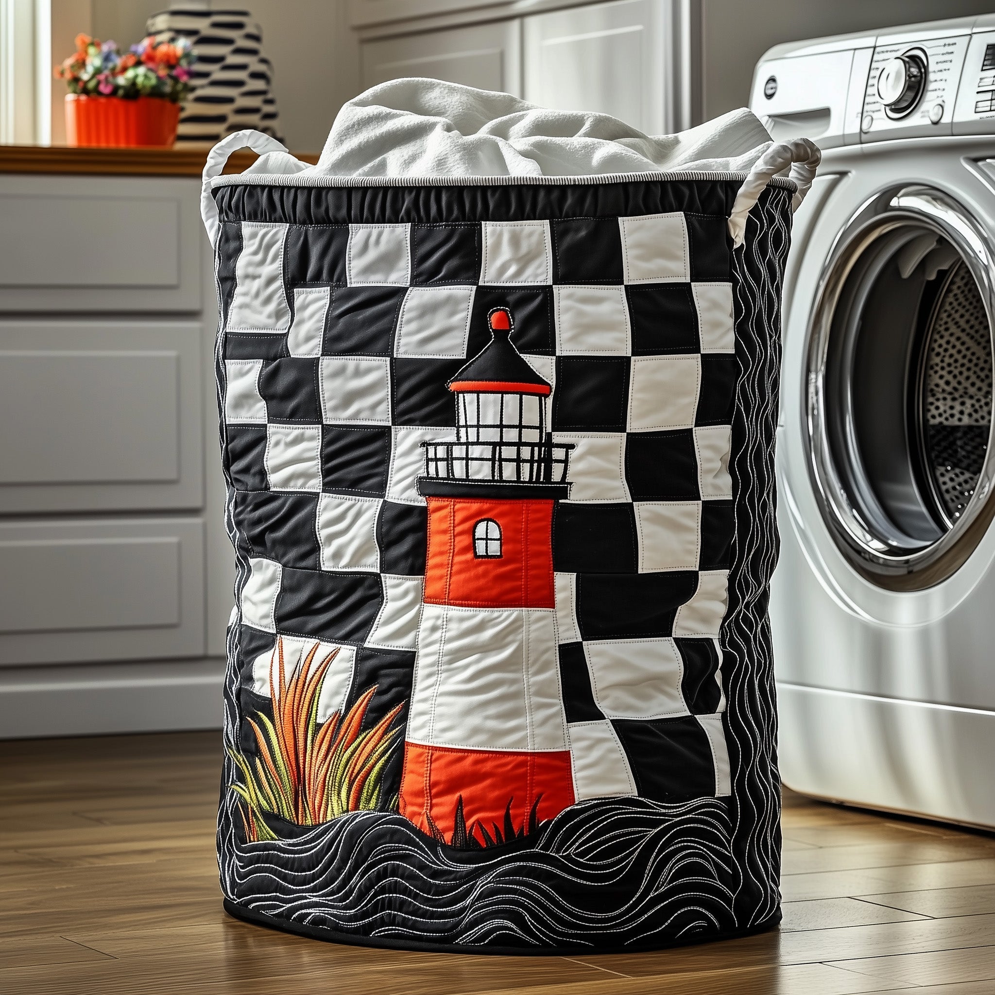 Nautical Lighthouse Quilted Laundry Basket GFTOTP12109