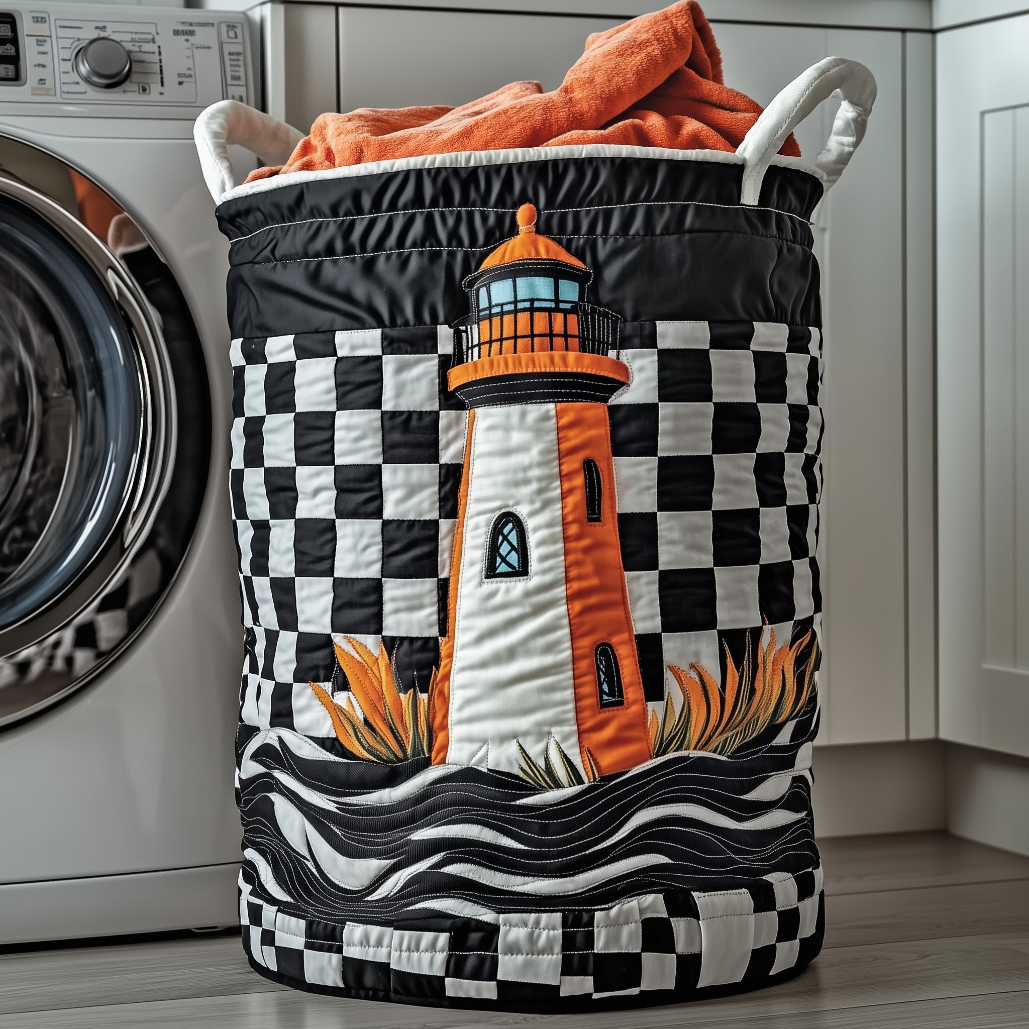 Nautical Lighthouse Quilted Laundry Basket GFTOTP12110