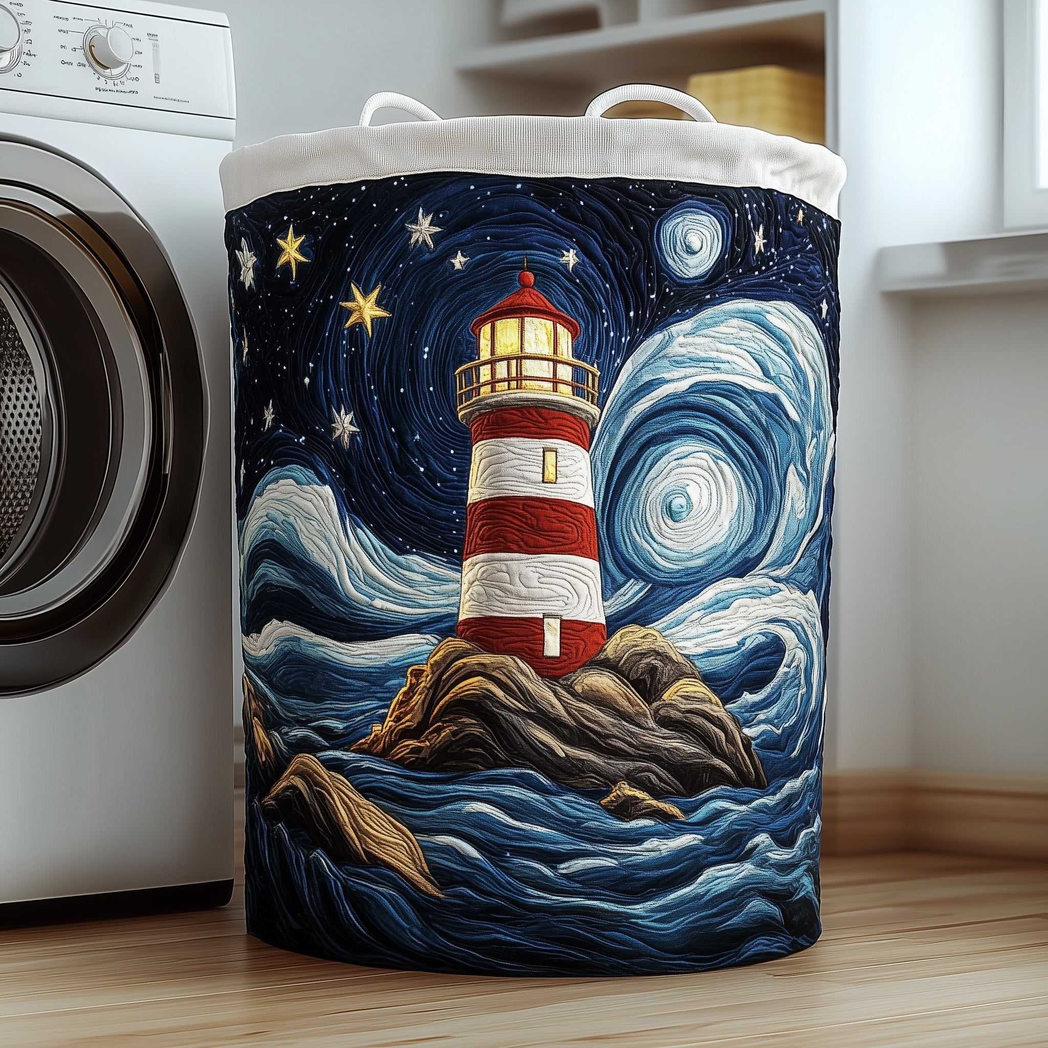Nautical Lighthouse Quilted Laundry Basket GFTOTP12111