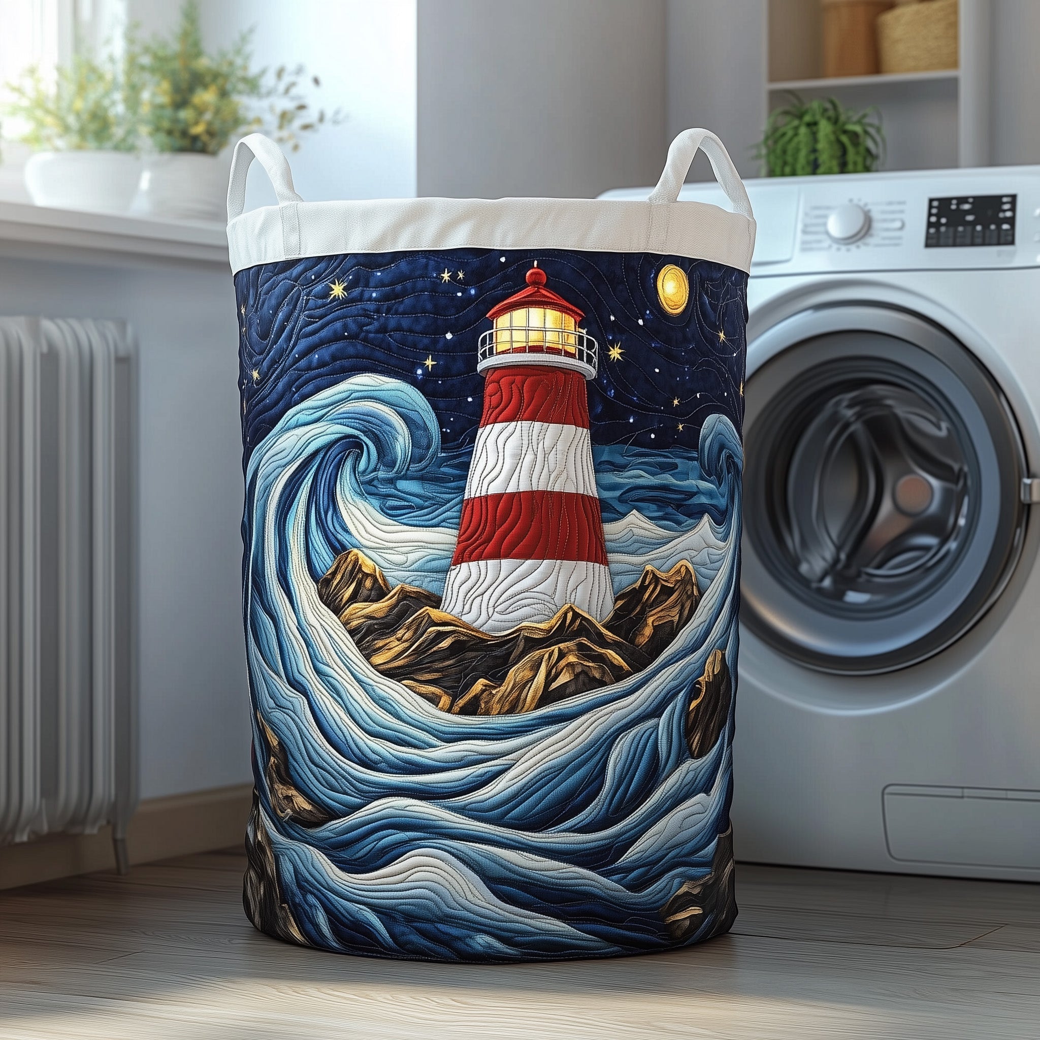 Nautical Lighthouse Quilted Laundry Basket GFTOTP12112