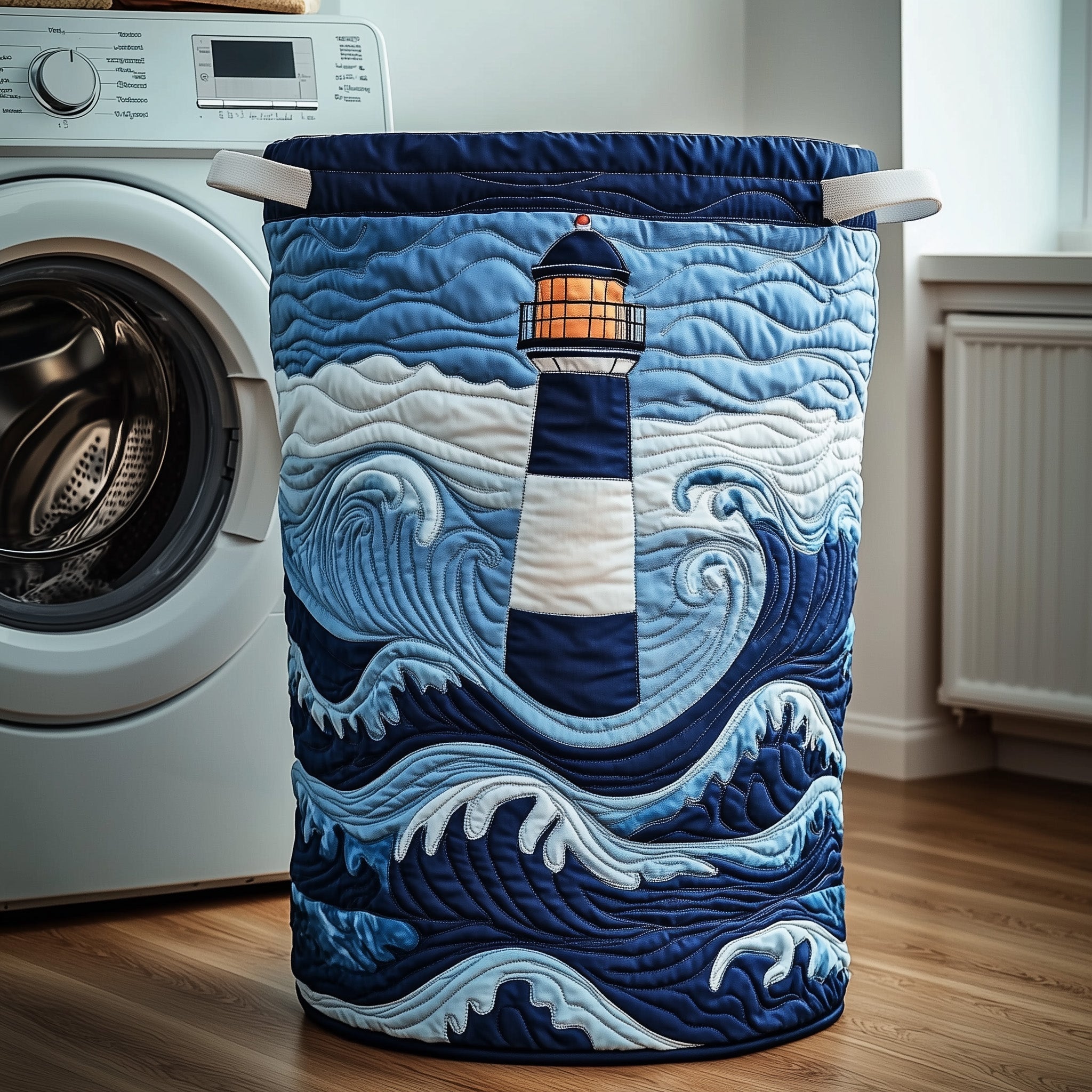 Nautical Lighthouse Quilted Laundry Basket GFTOTP12113