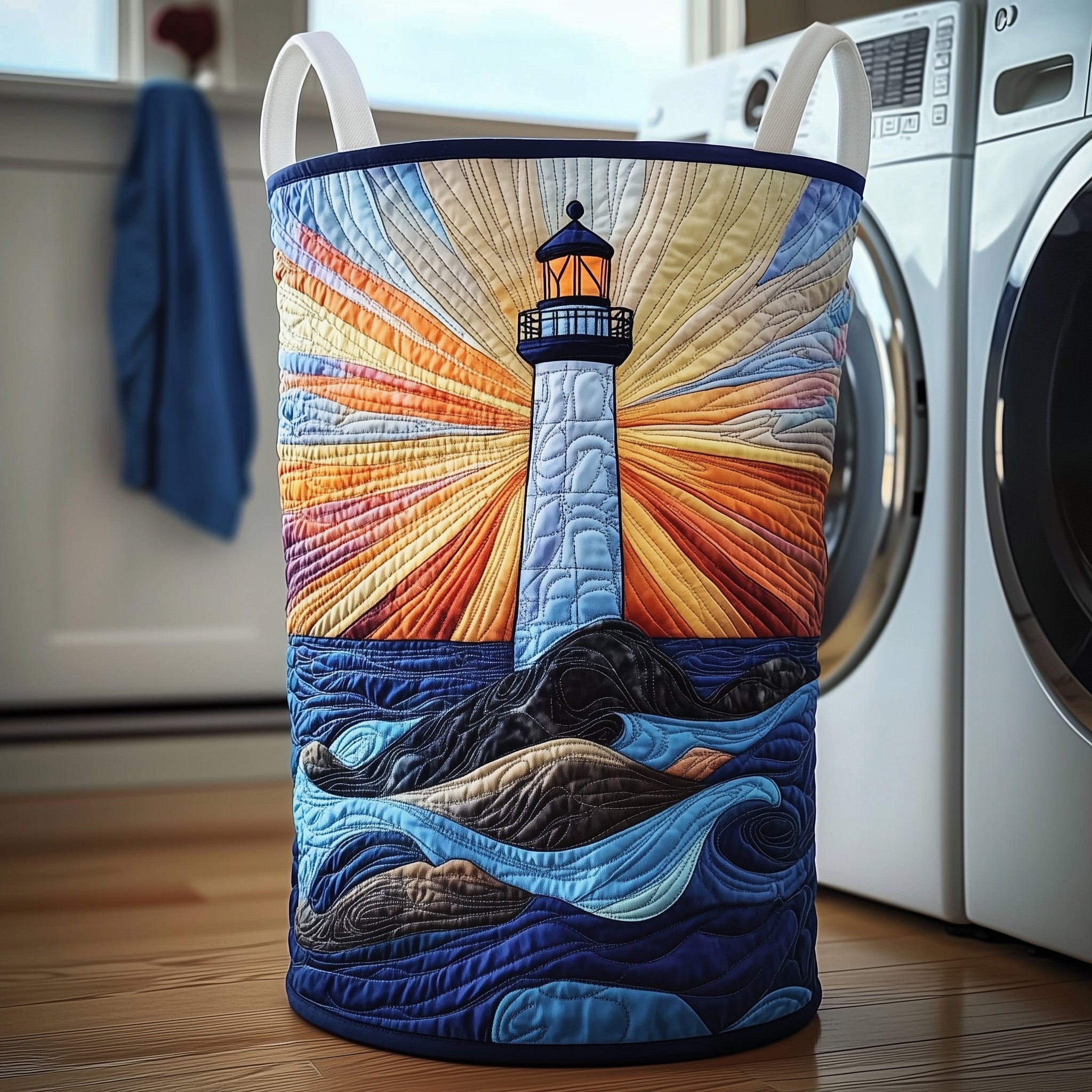 Nautical Lighthouse Quilted Laundry Basket GFTOTP12115