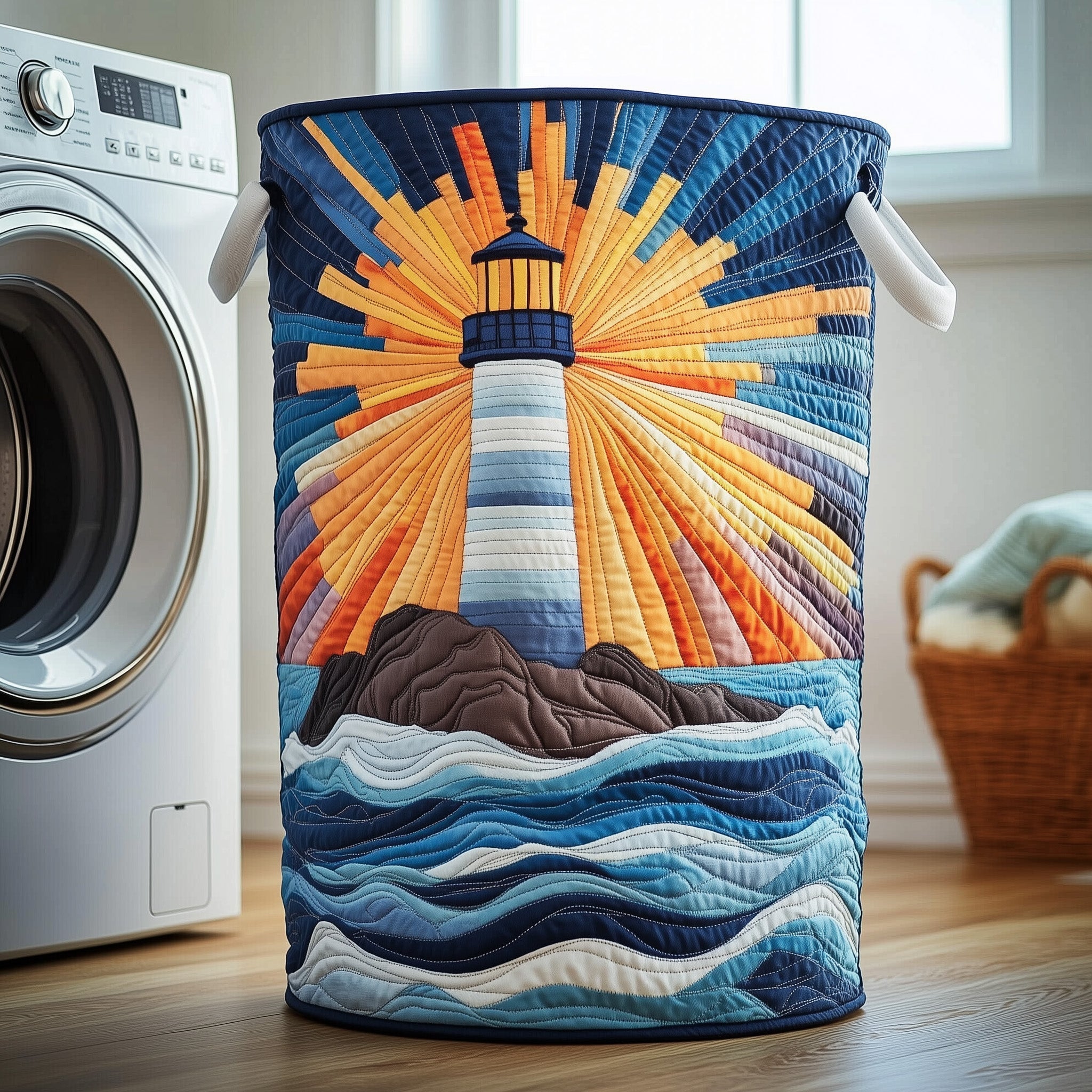 Nautical Lighthouse Quilted Laundry Basket GFTOTP12116