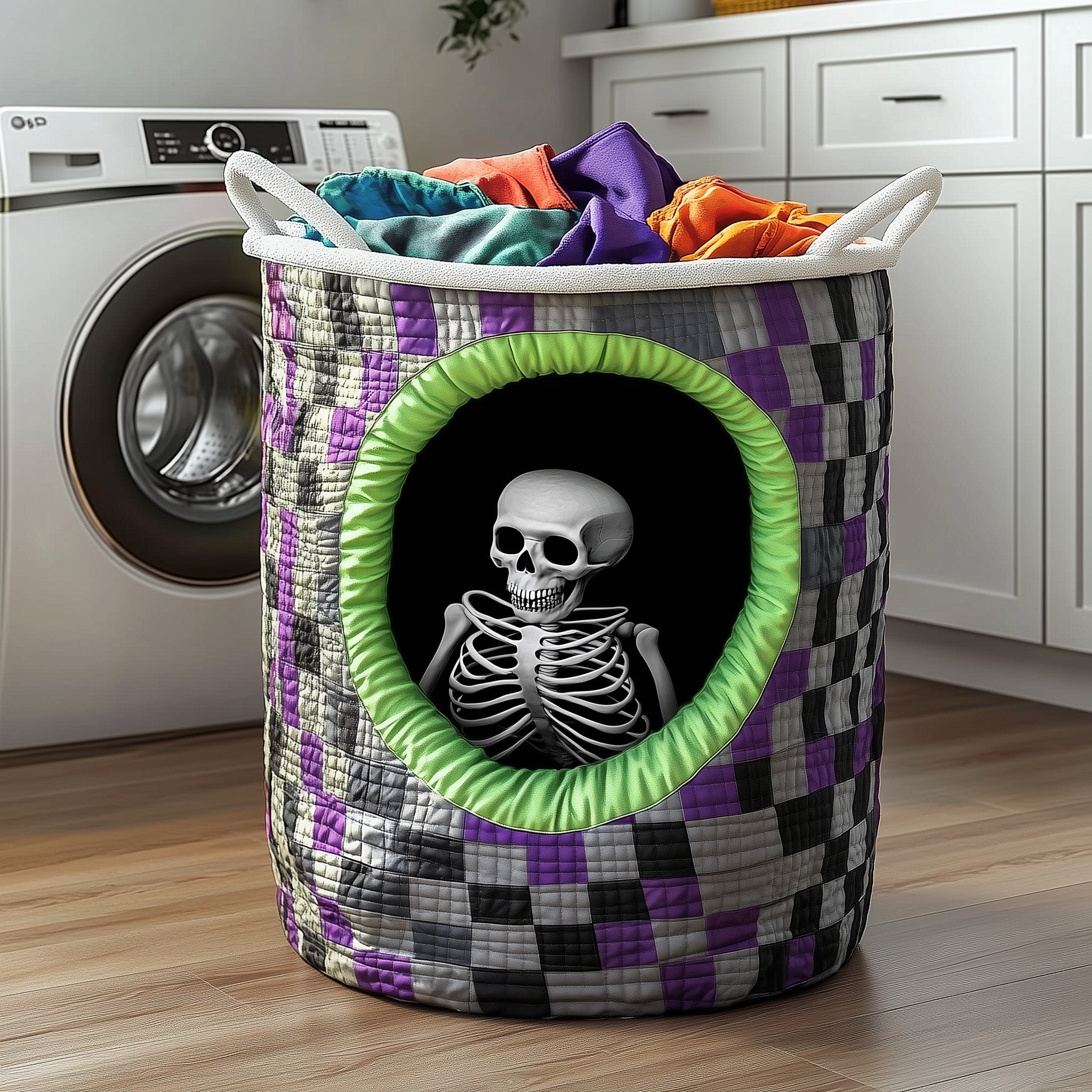 Spooky Skeleton Quilted Laundry Basket GFTOTP12133