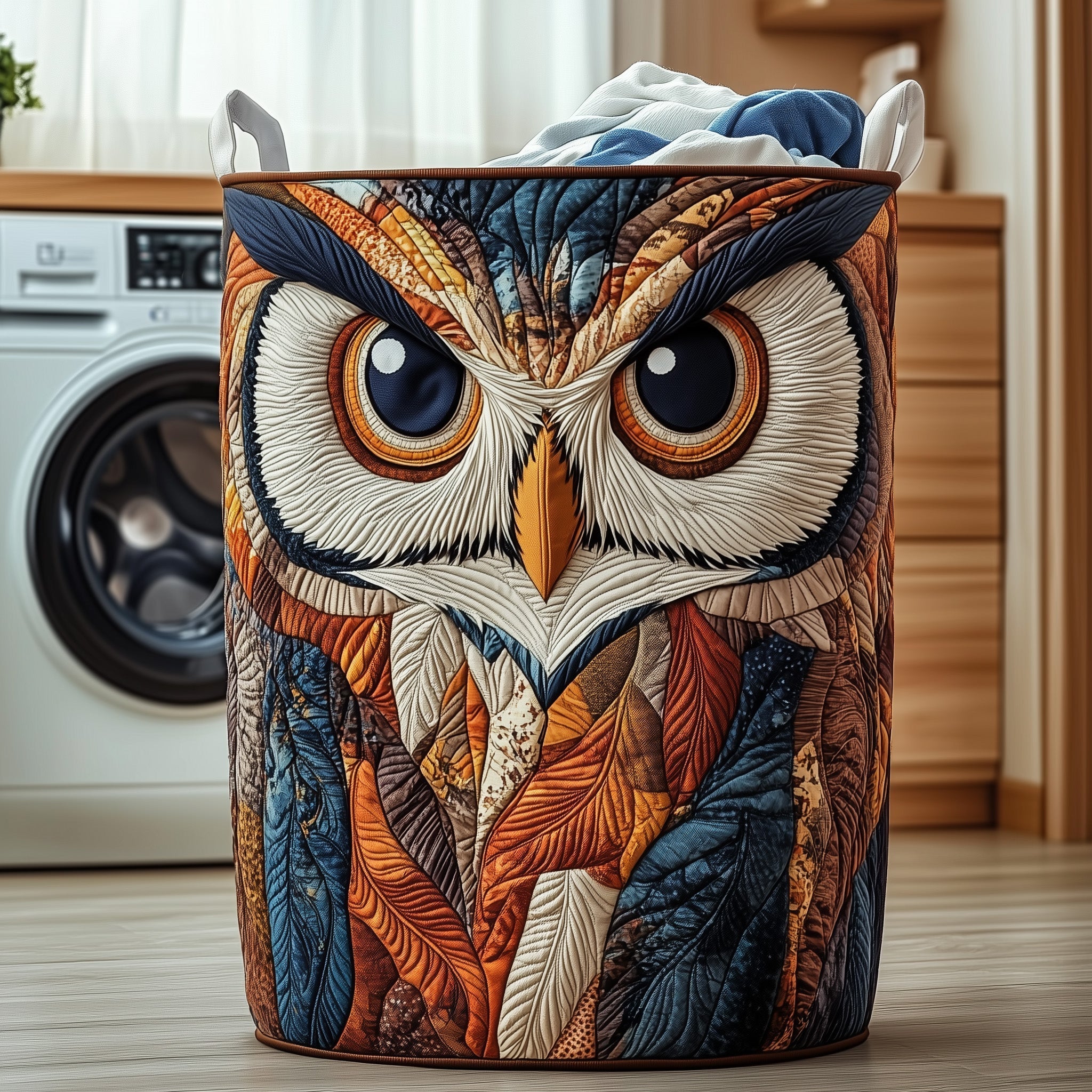 Majestic Owl Quilted Laundry Basket GFTOTP12138