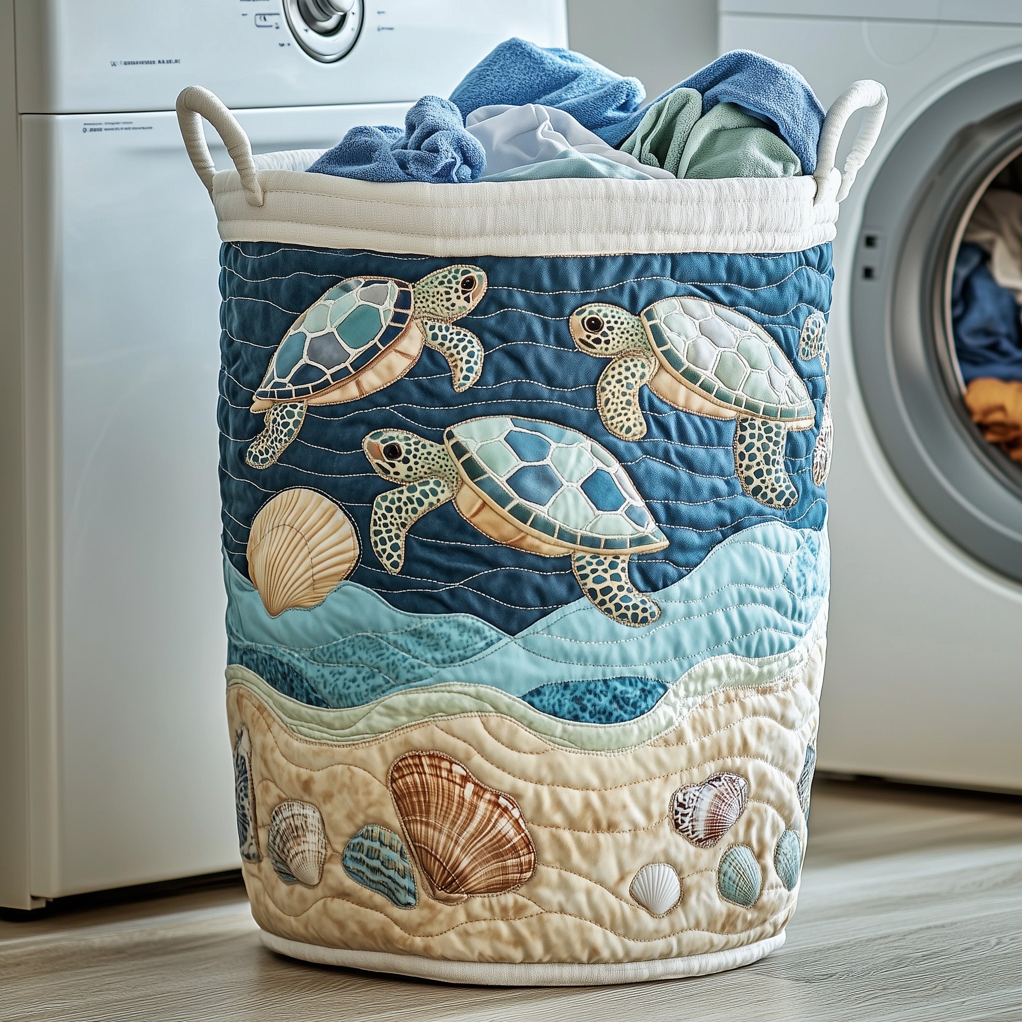 Ocean Breeze Quilted Laundry Basket GFTOTP12156