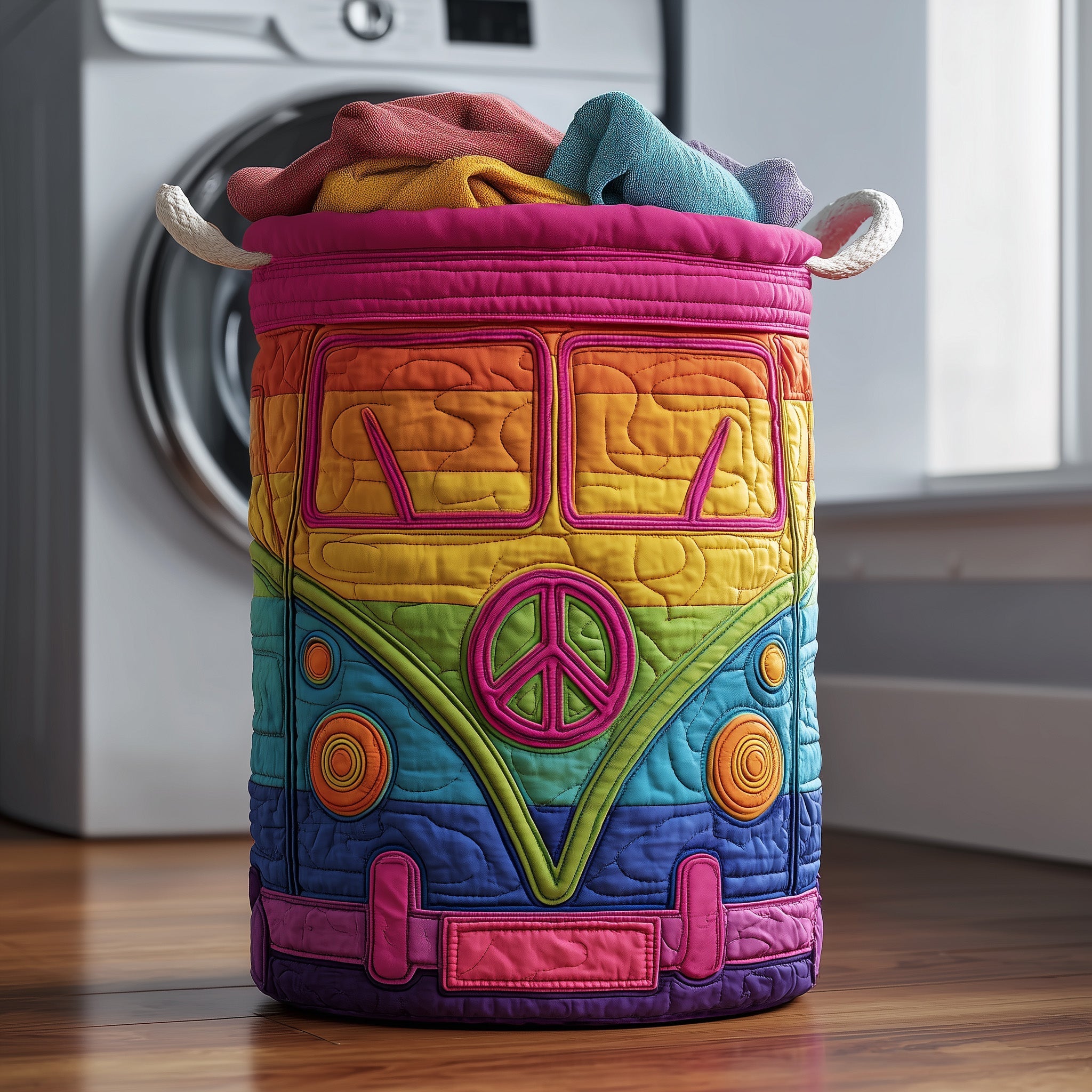 Hippie Van Quilted Laundry Basket GFTOTP12234