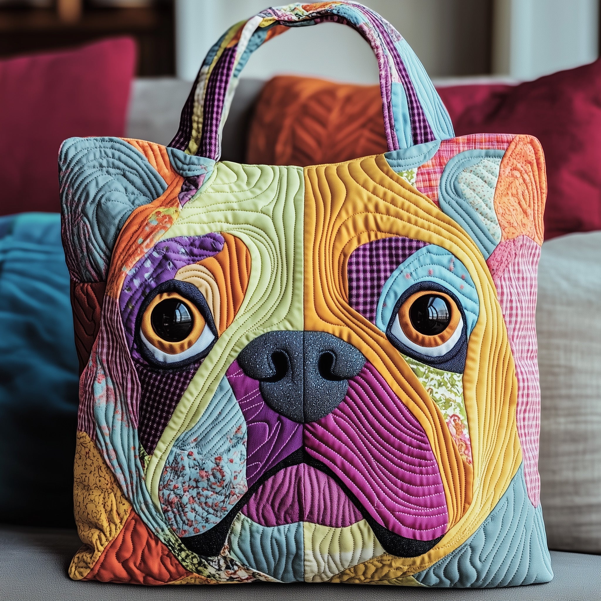 Frenchie Charm Quilted Tote Bag GFTOTP12262