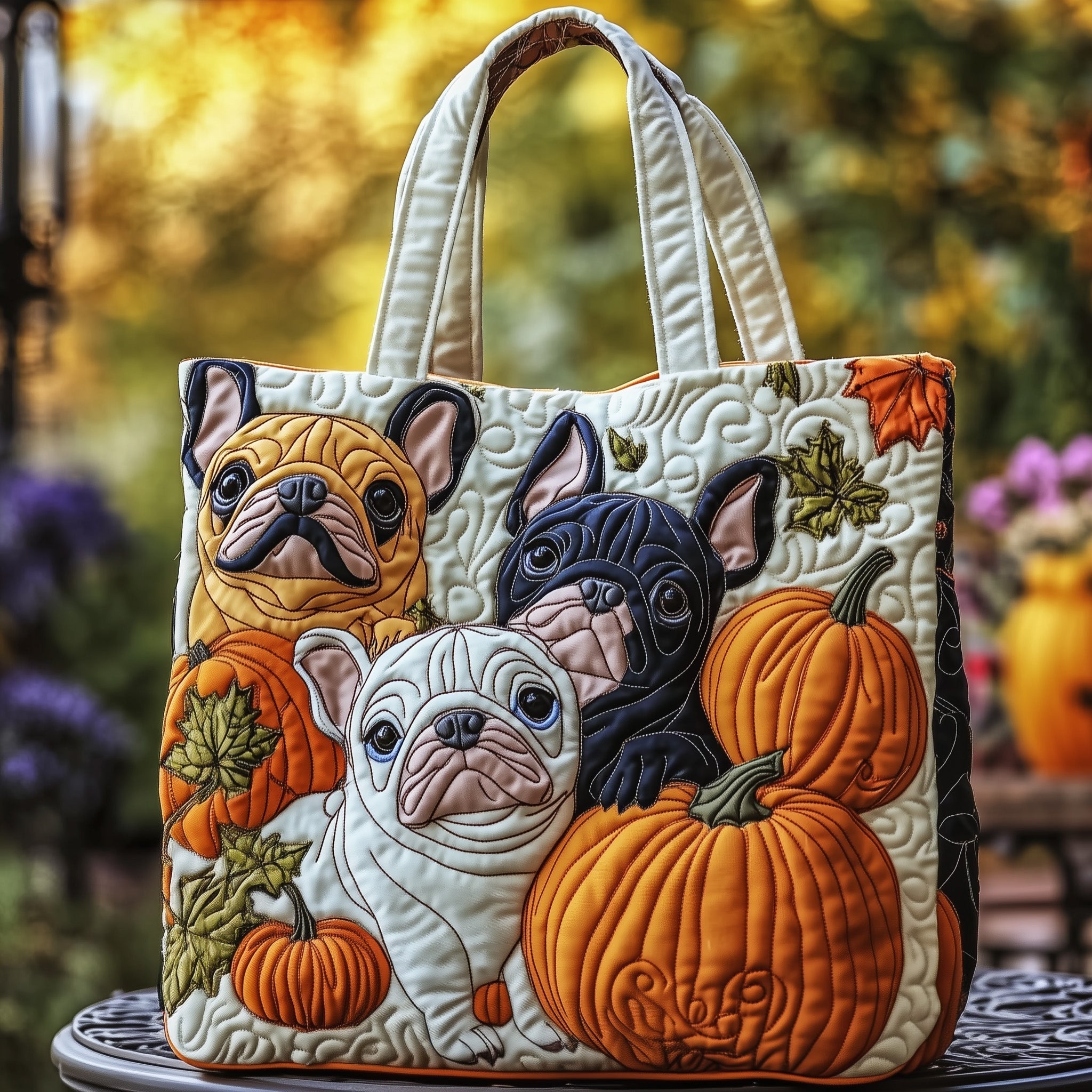 Lazy Autumn Frenchie Quilted Tote Bag GFTOTP12266
