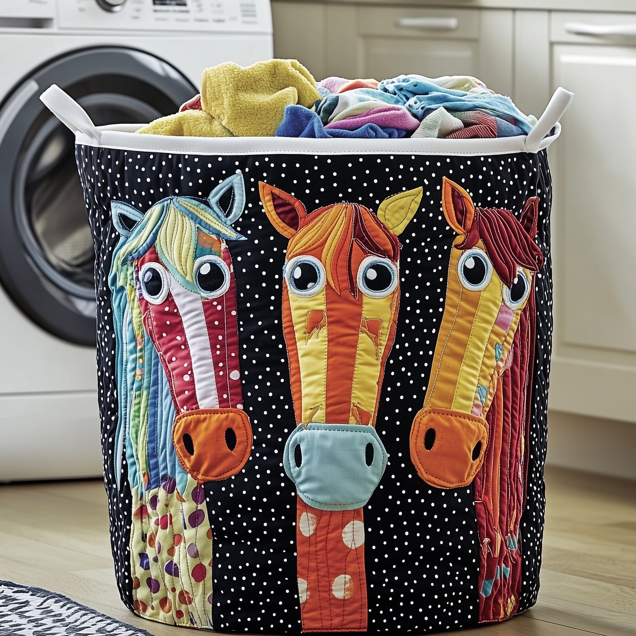 Funky Horse Quilted Laundry Basket GFTOTP12272
