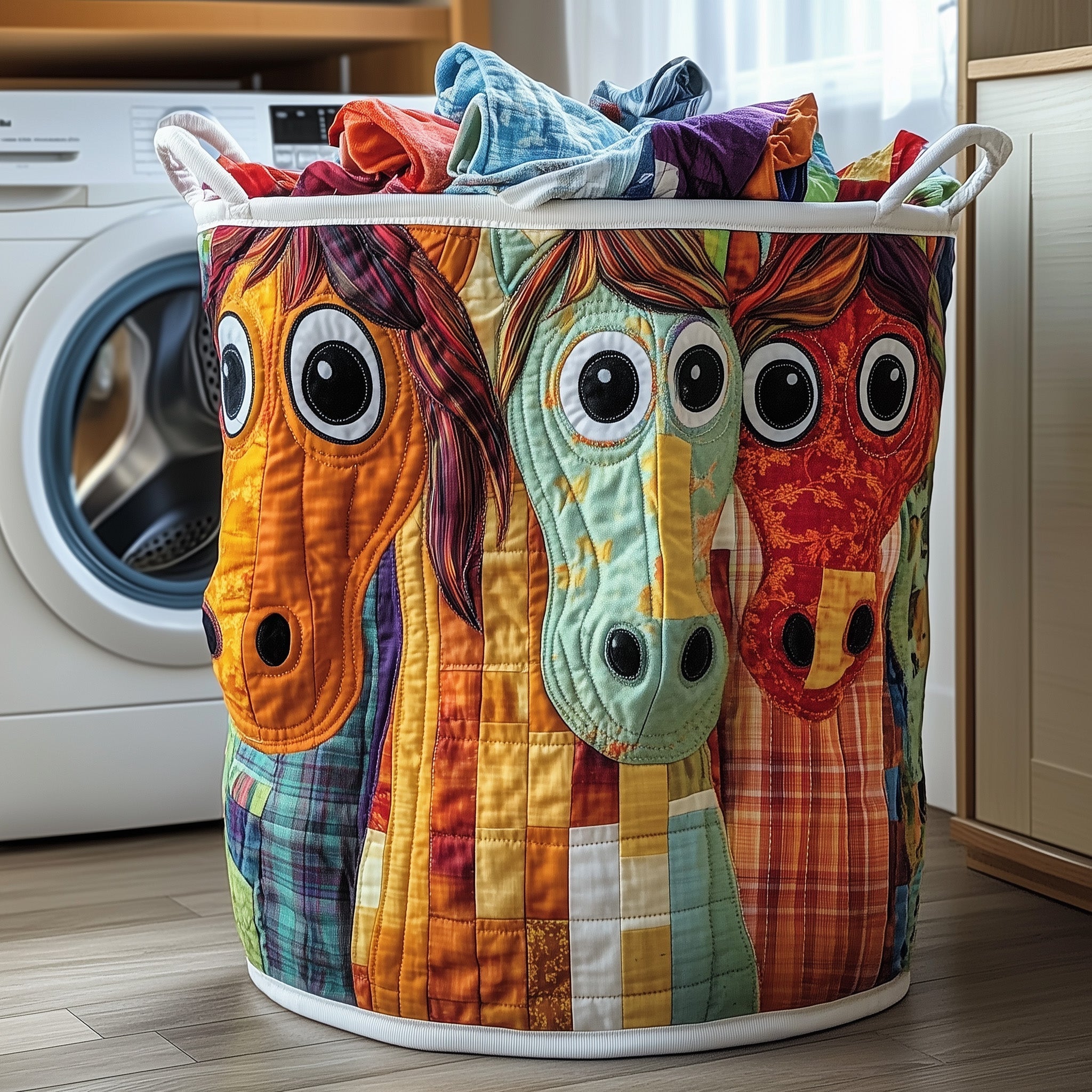 Funky Horse Quilted Laundry Basket GFTOTP12274