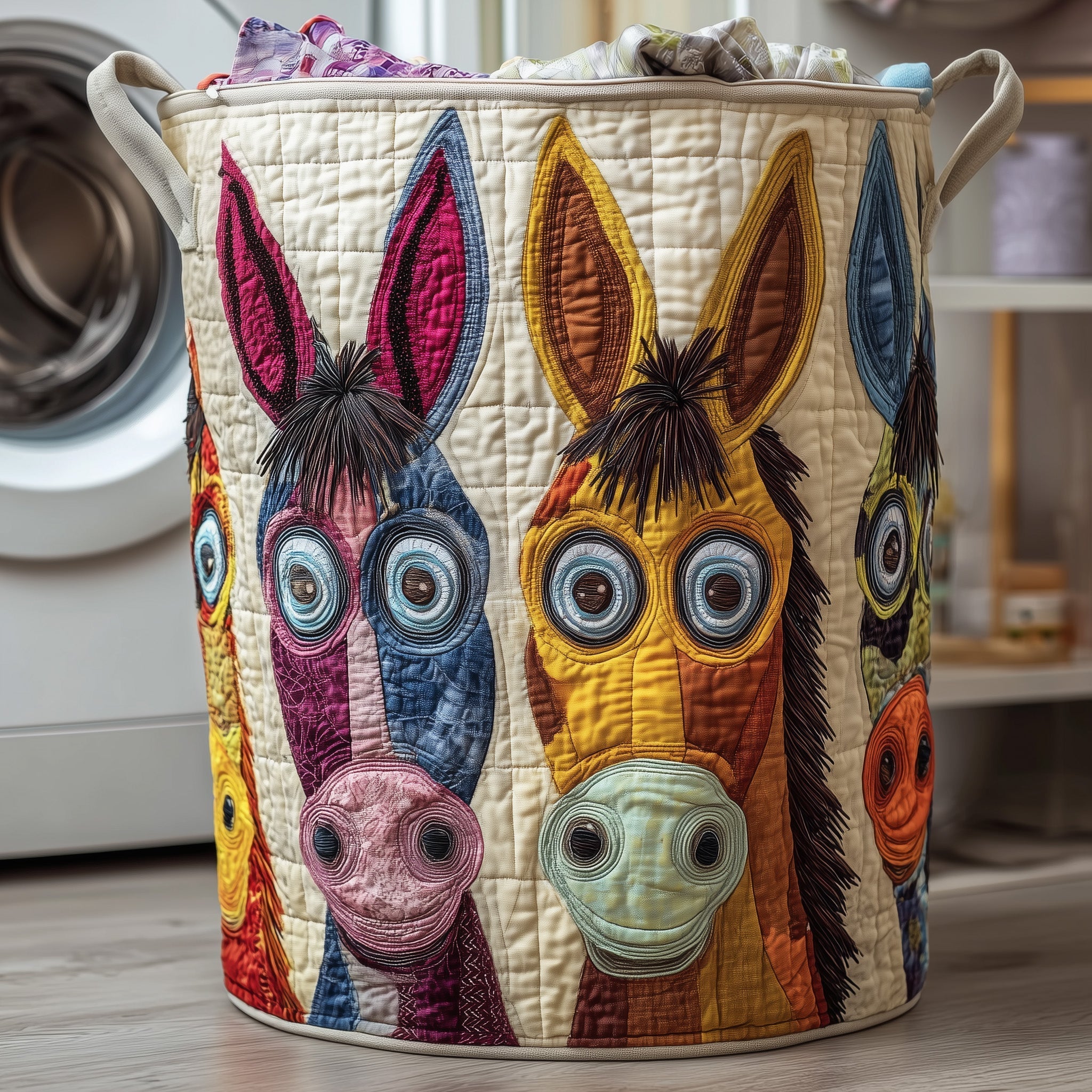 Donkey Whimsy Quilted Laundry Basket GFTOTP12502