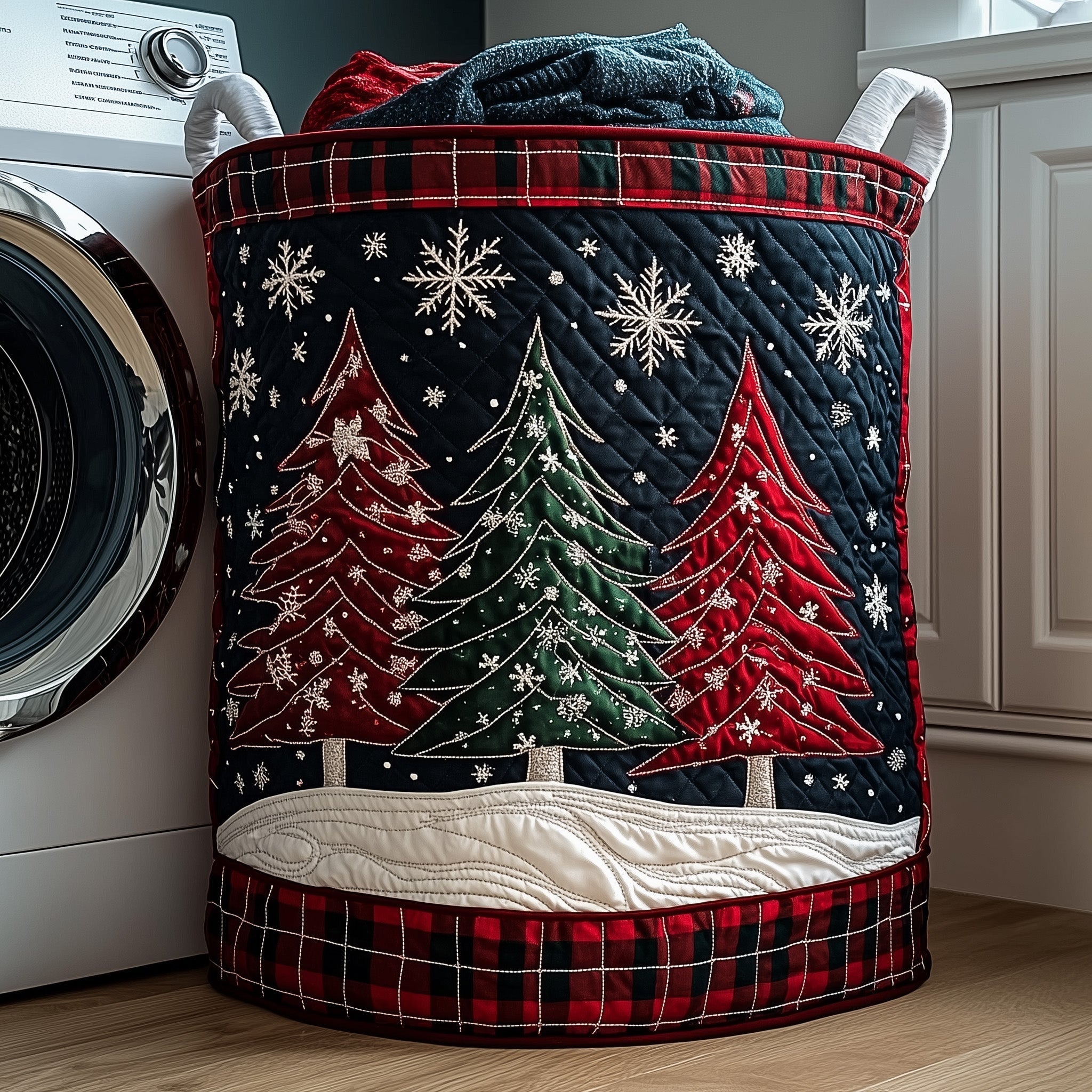 Festive Fir Quilted Laundry Basket GFTOTP12543