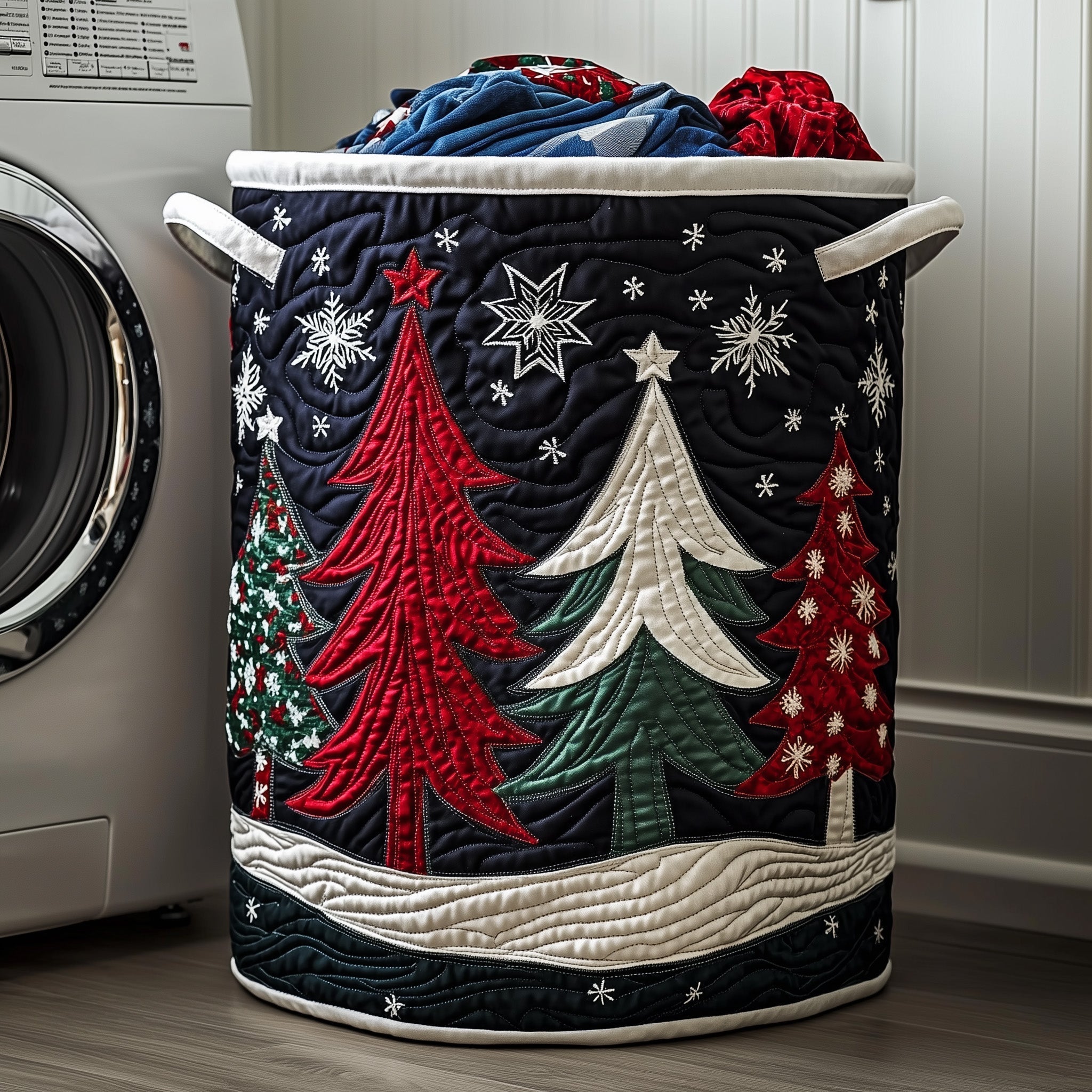 Festive Fir Quilted Laundry Basket GFTOTP12544