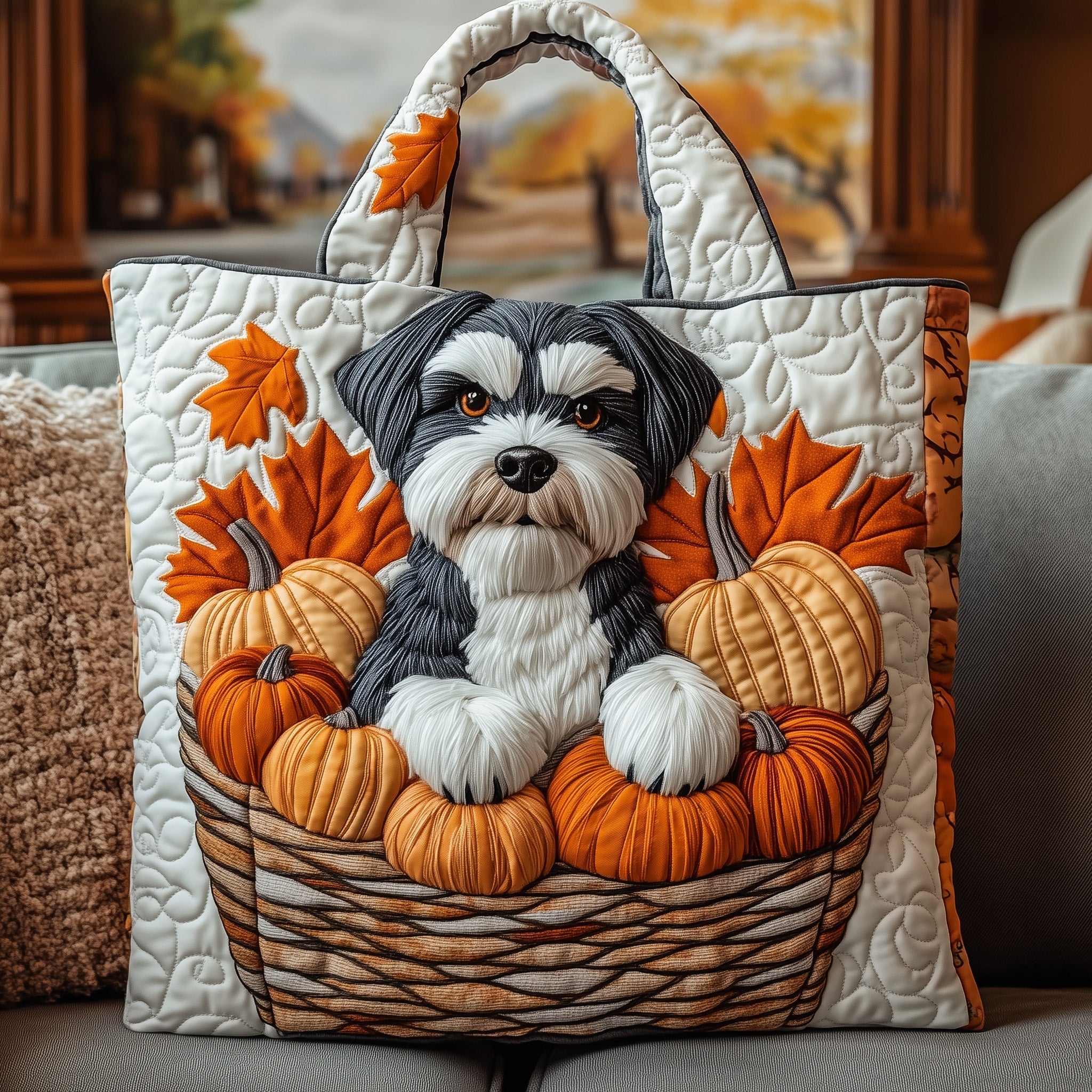 Furry Fall Friend Quilted Tote Bag GFTOTP12563