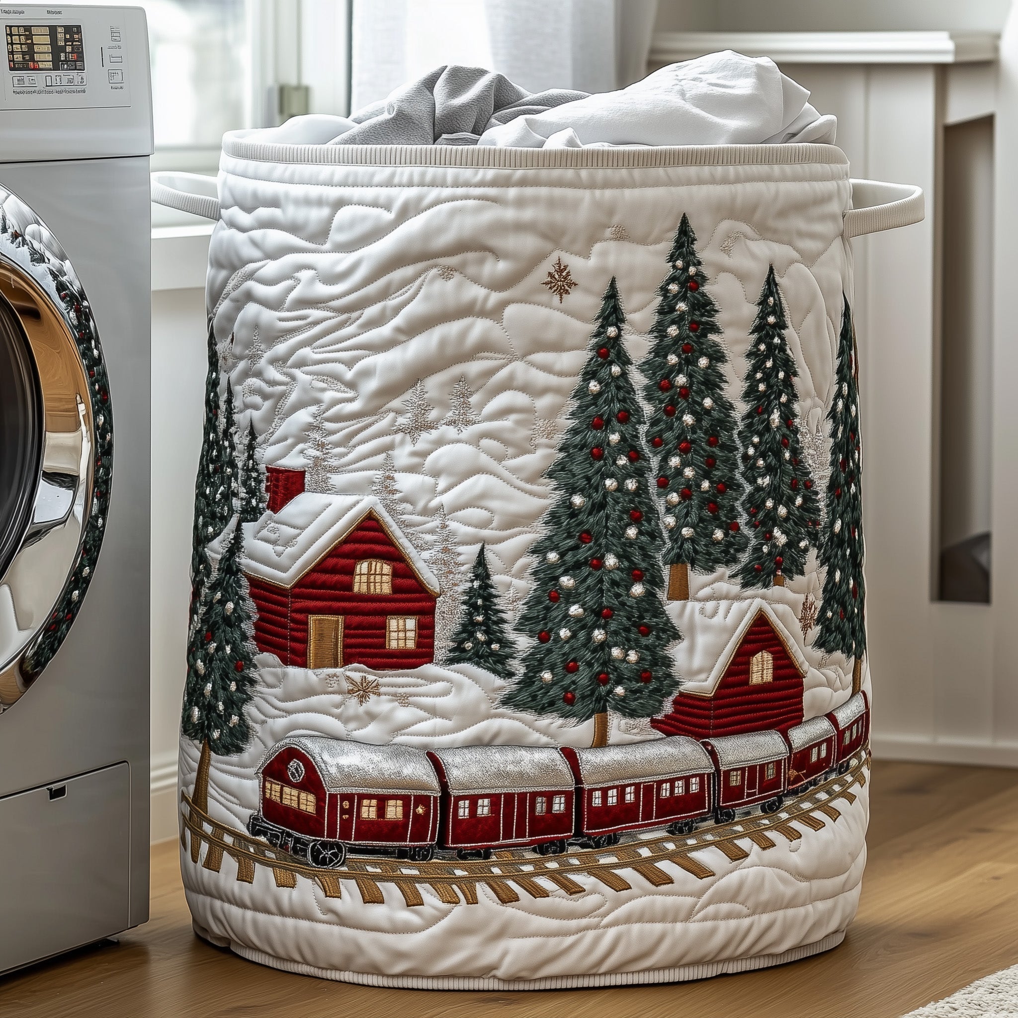 Holiday Express Quilted Laundry Basket GFTOTP12718