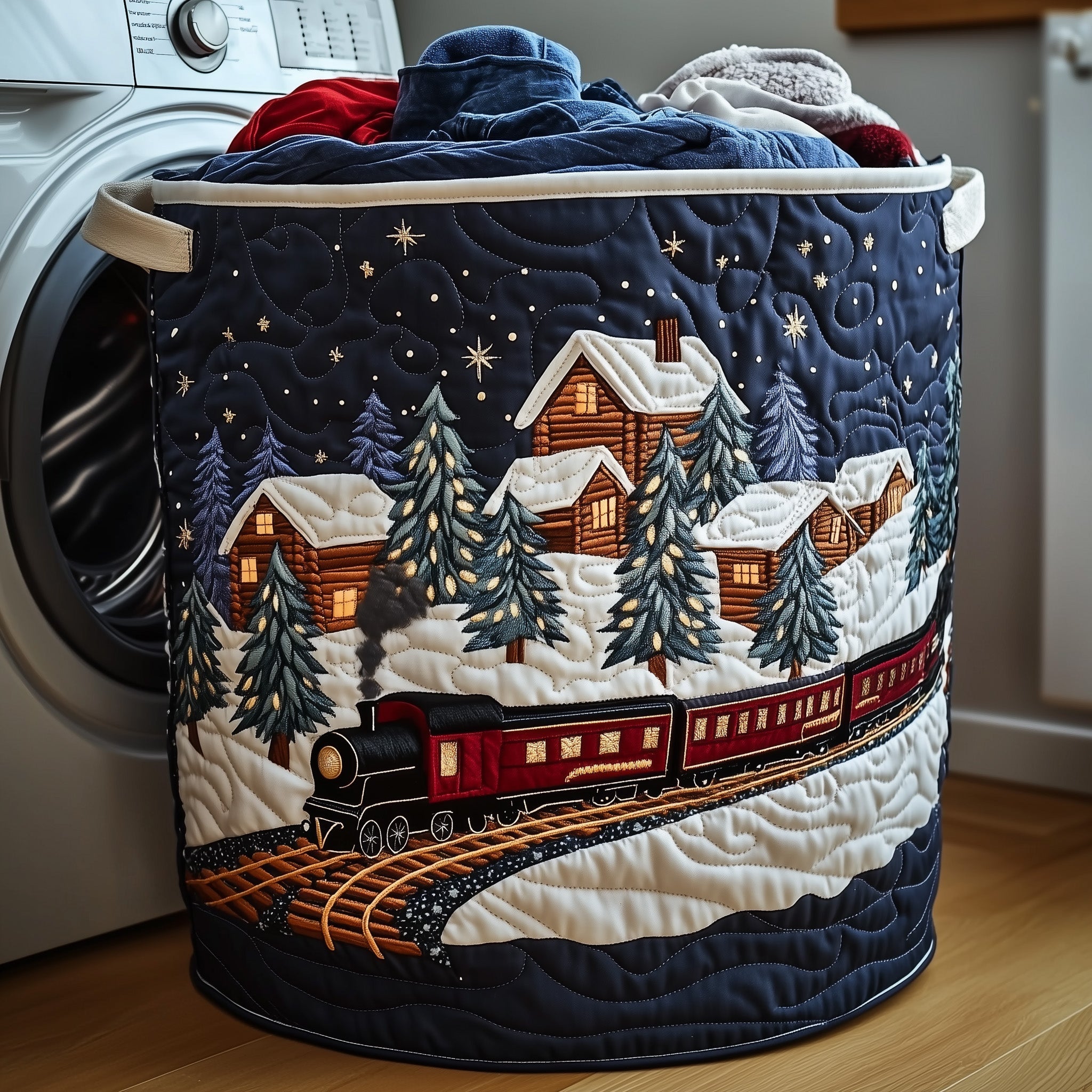 Holiday Express Quilted Laundry Basket GFTOTP12721