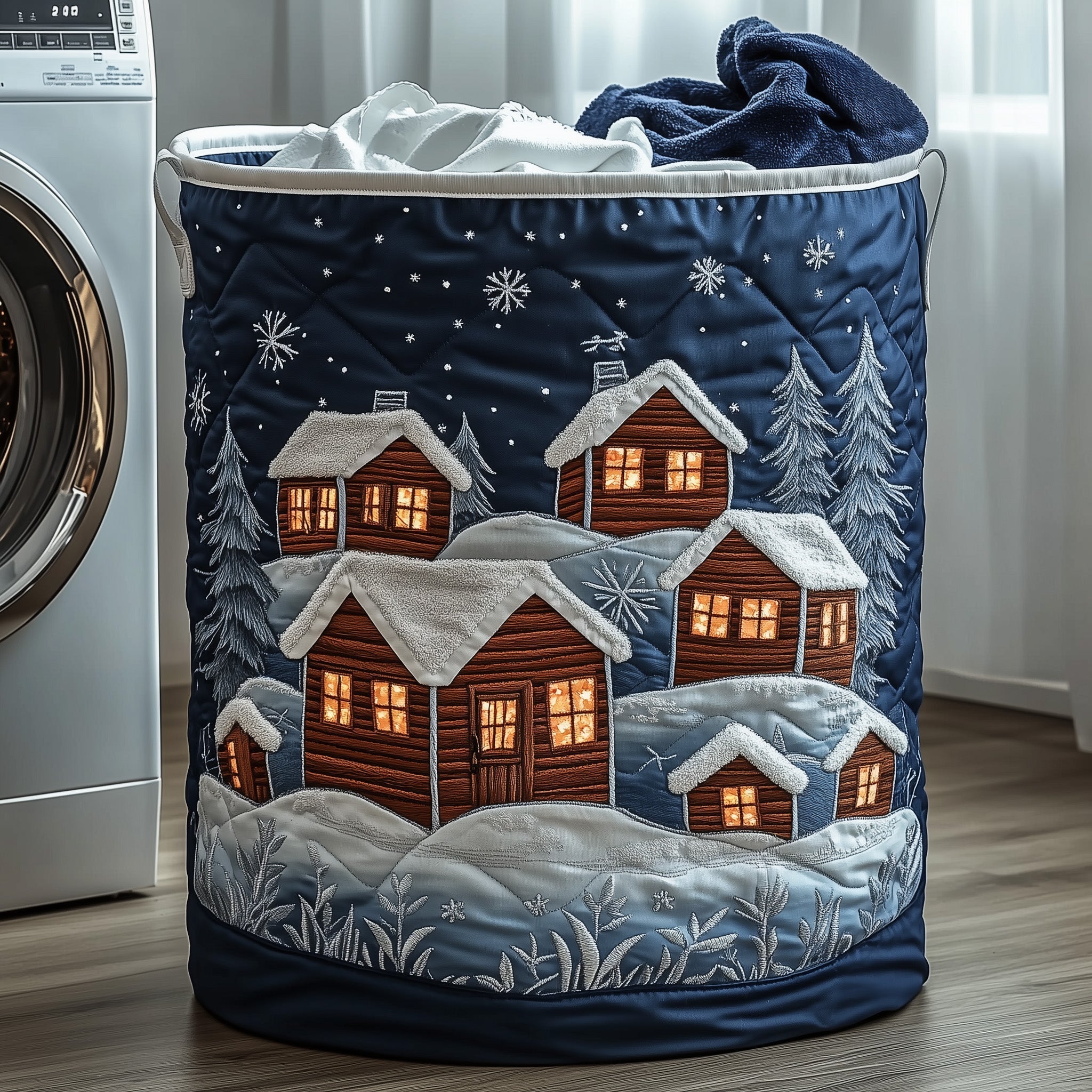 Christmas Village Quilted Laundry Basket GFTOTP12722