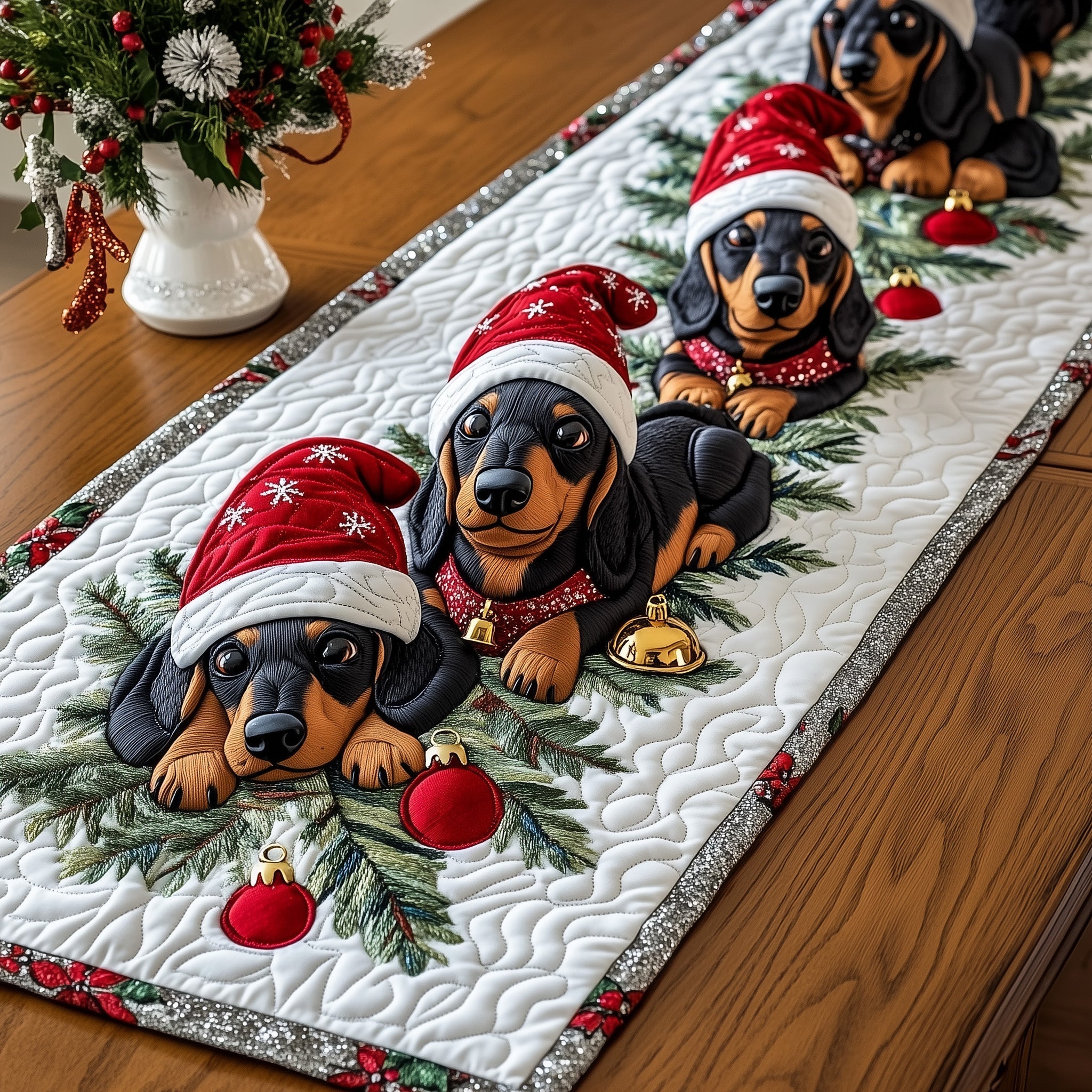 Jolly Pomeranian Quilted Table Runner GFTOTP12801