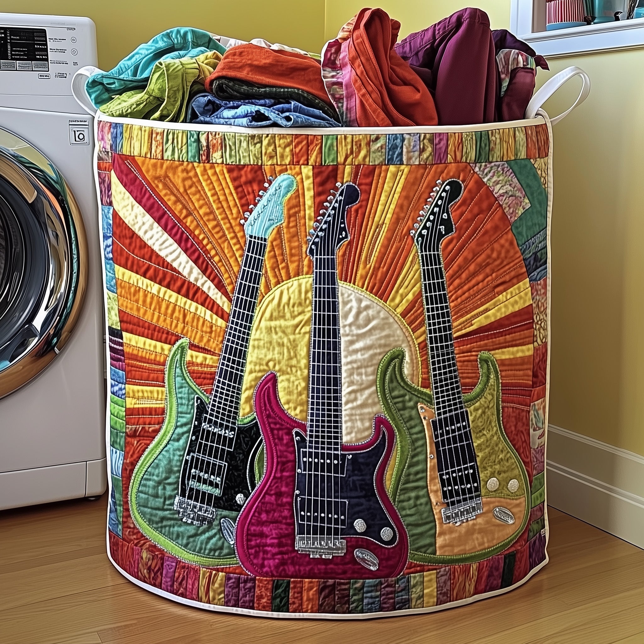 Groovy Strings Quilted Laundry Basket GFTOTP13278