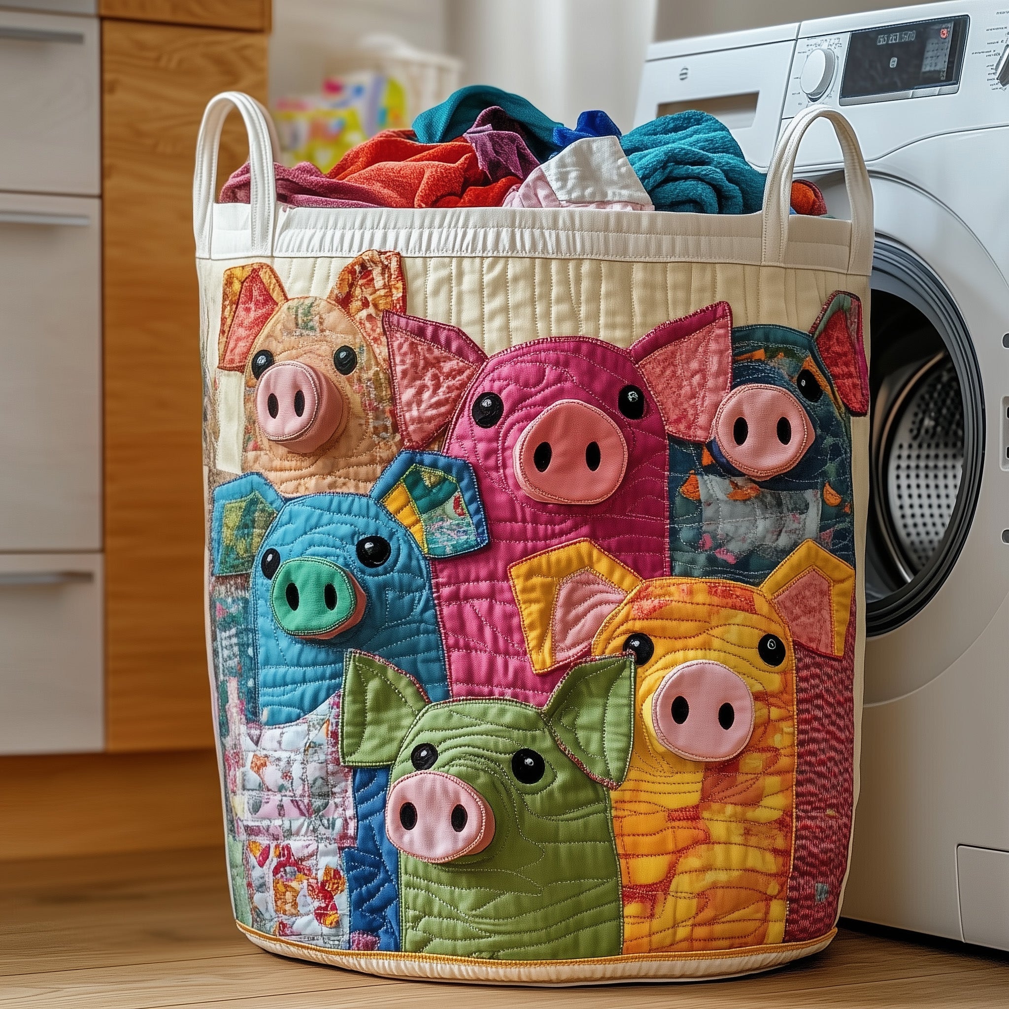 Pasture Piglet Quilted Laundry Basket GFTOTP13282