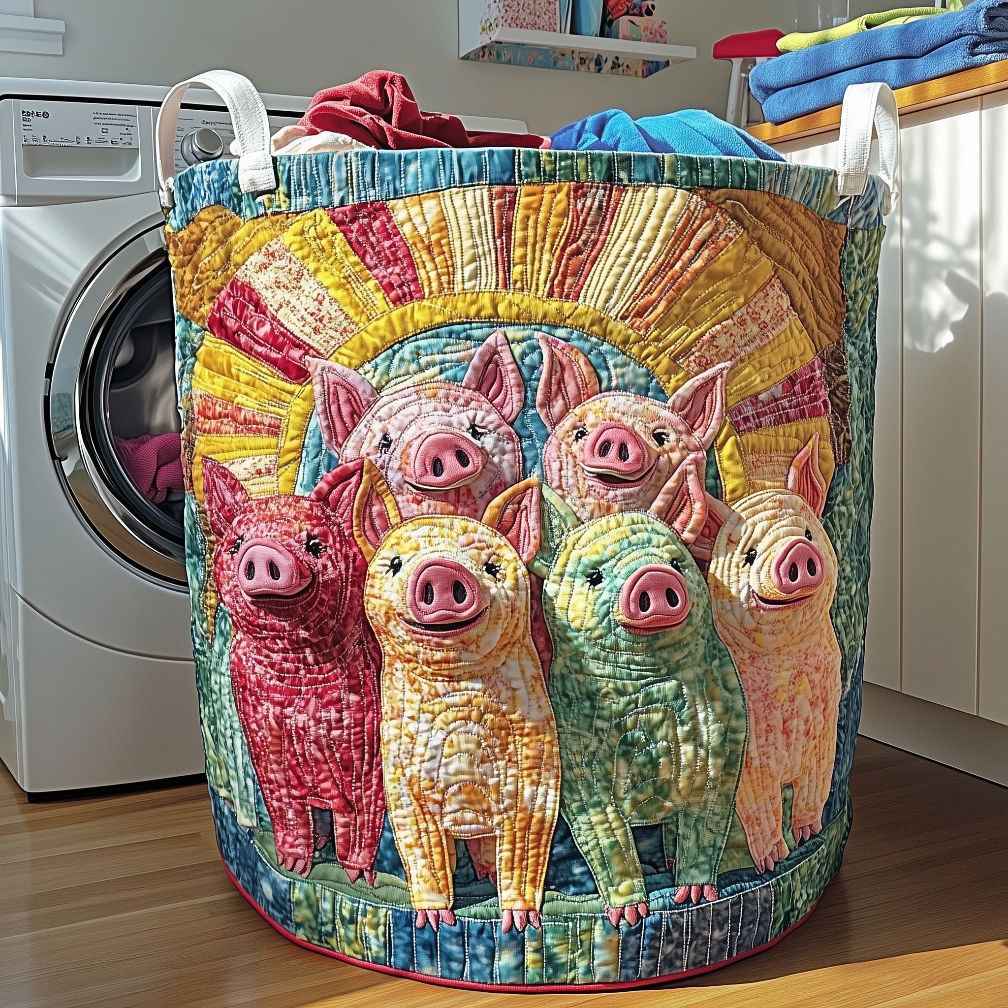 Pasture Piglet Quilted Laundry Basket GFTOTP13283