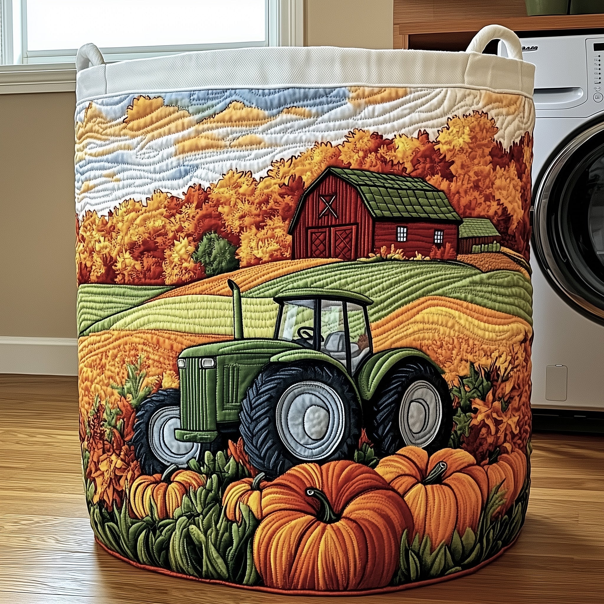 Prairie Breeze Quilted Laundry Basket GFTOTP13285