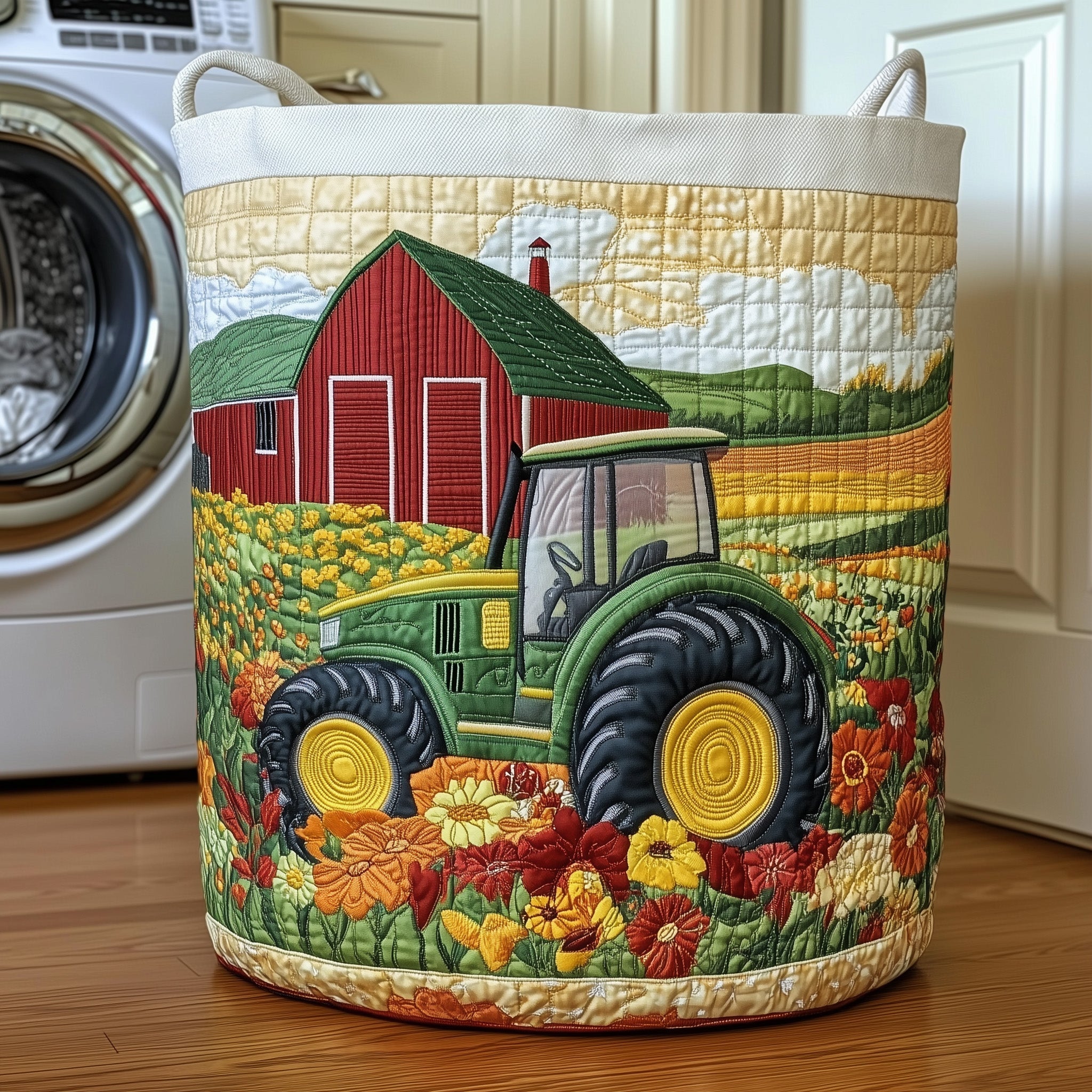 Prairie Breeze Quilted Laundry Basket GFTOTP13287