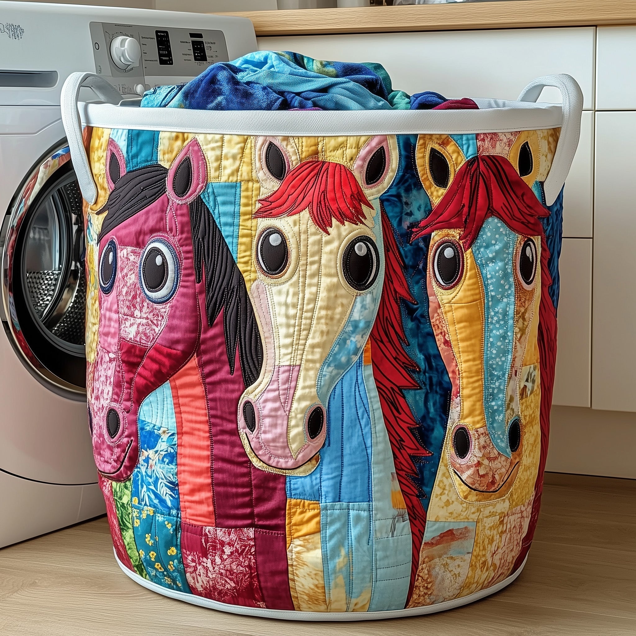 Funky Horse Quilted Laundry Basket GFTOTP13425