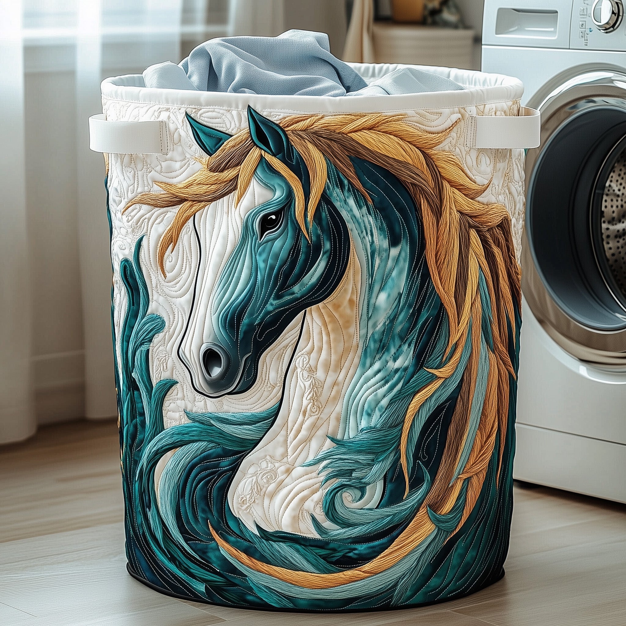 Majestic Horse Quilted Laundry Basket GFTOTP13430