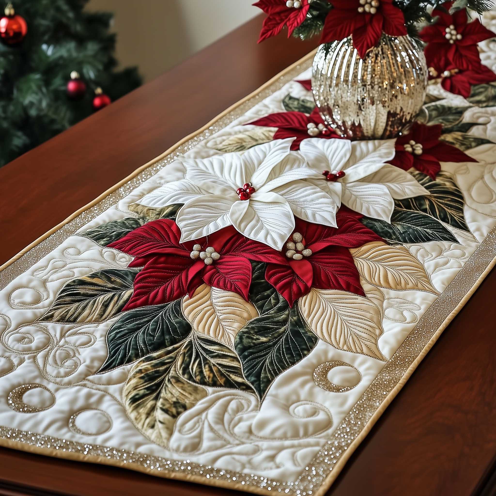 Holiday Petal Quilted Table Runner GFTOTP13645
