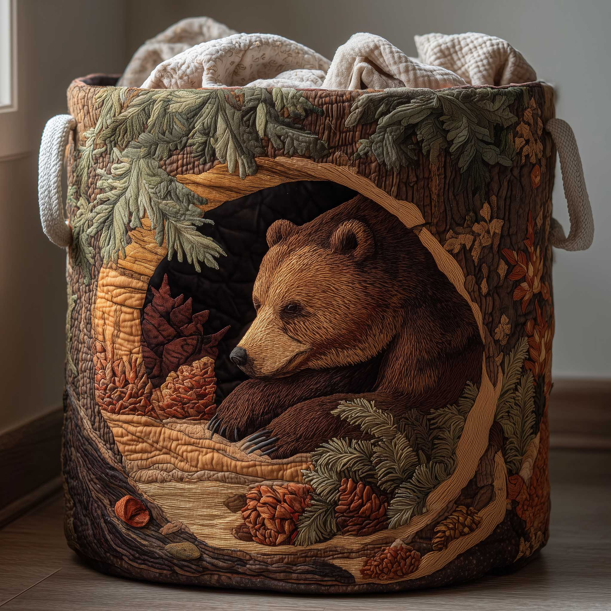 Woodland Charm Quilted Laundry Basket GFTOTP13884