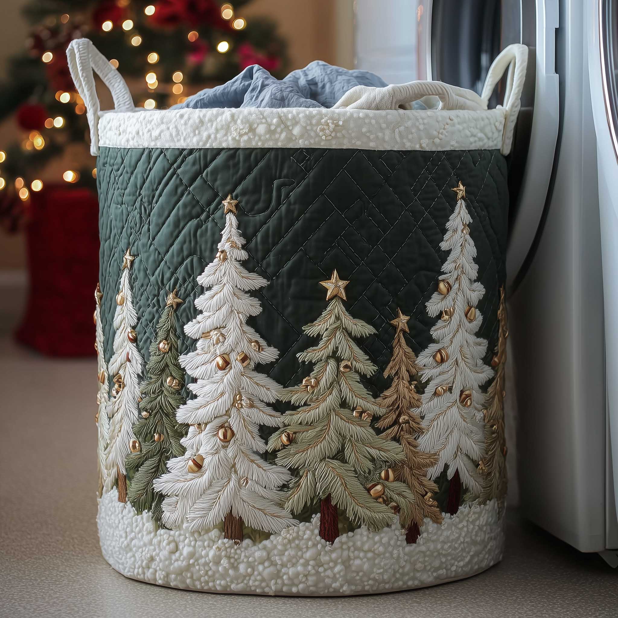 Christmas Tree Quilted Laundry Basket GFTOTP13914