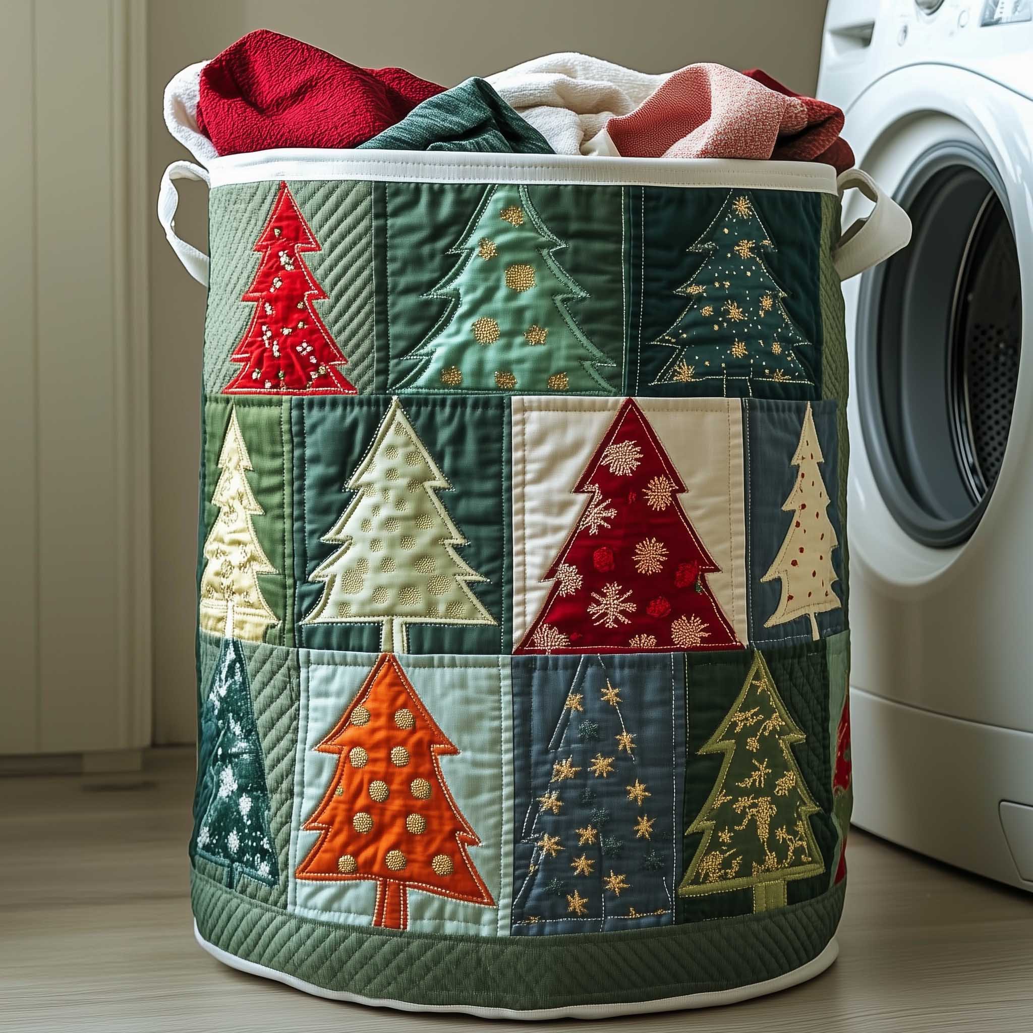 Christmas Tree Quilted Laundry Basket GFTOTP13916