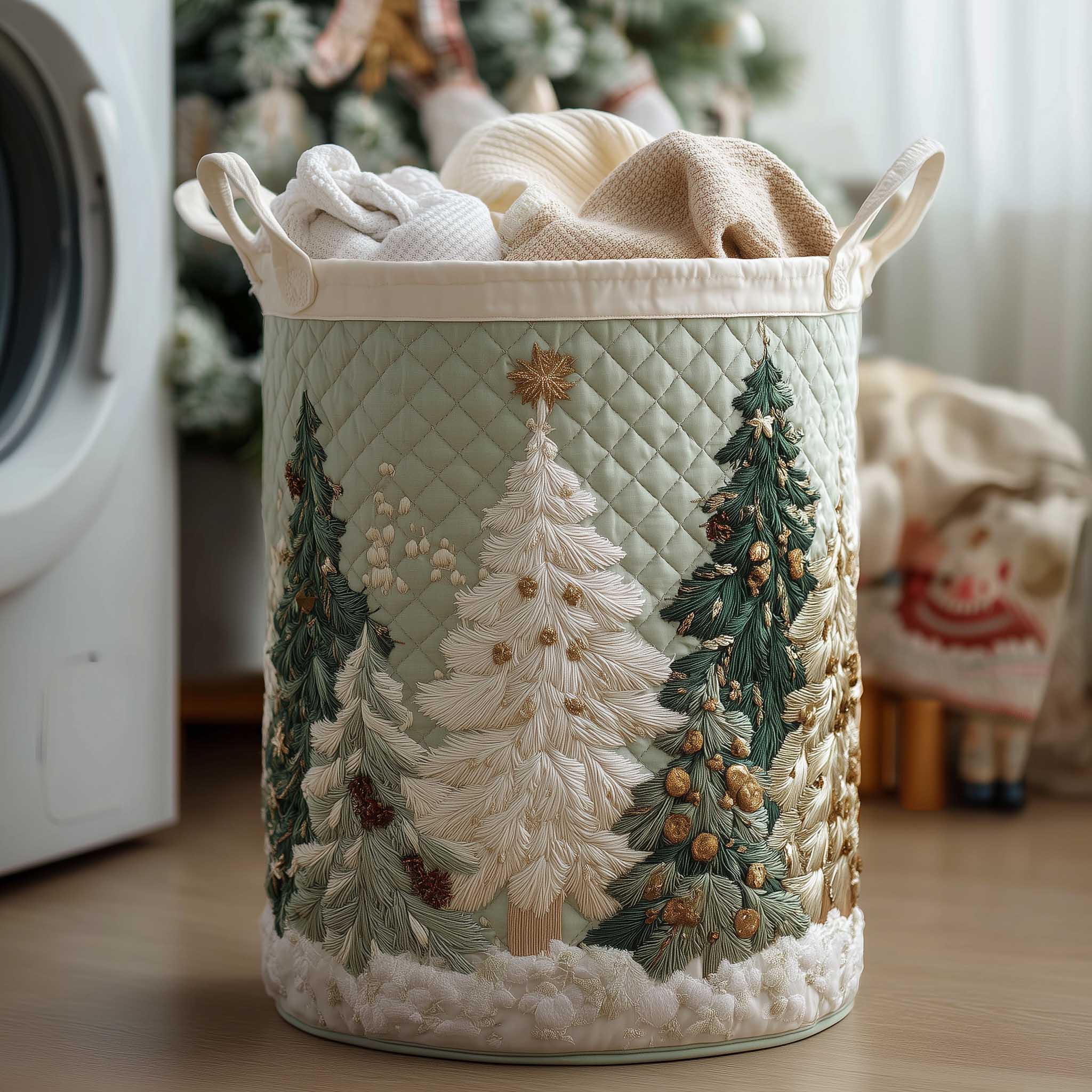 Christmas Tree Quilted Laundry Basket GFTOTP13918