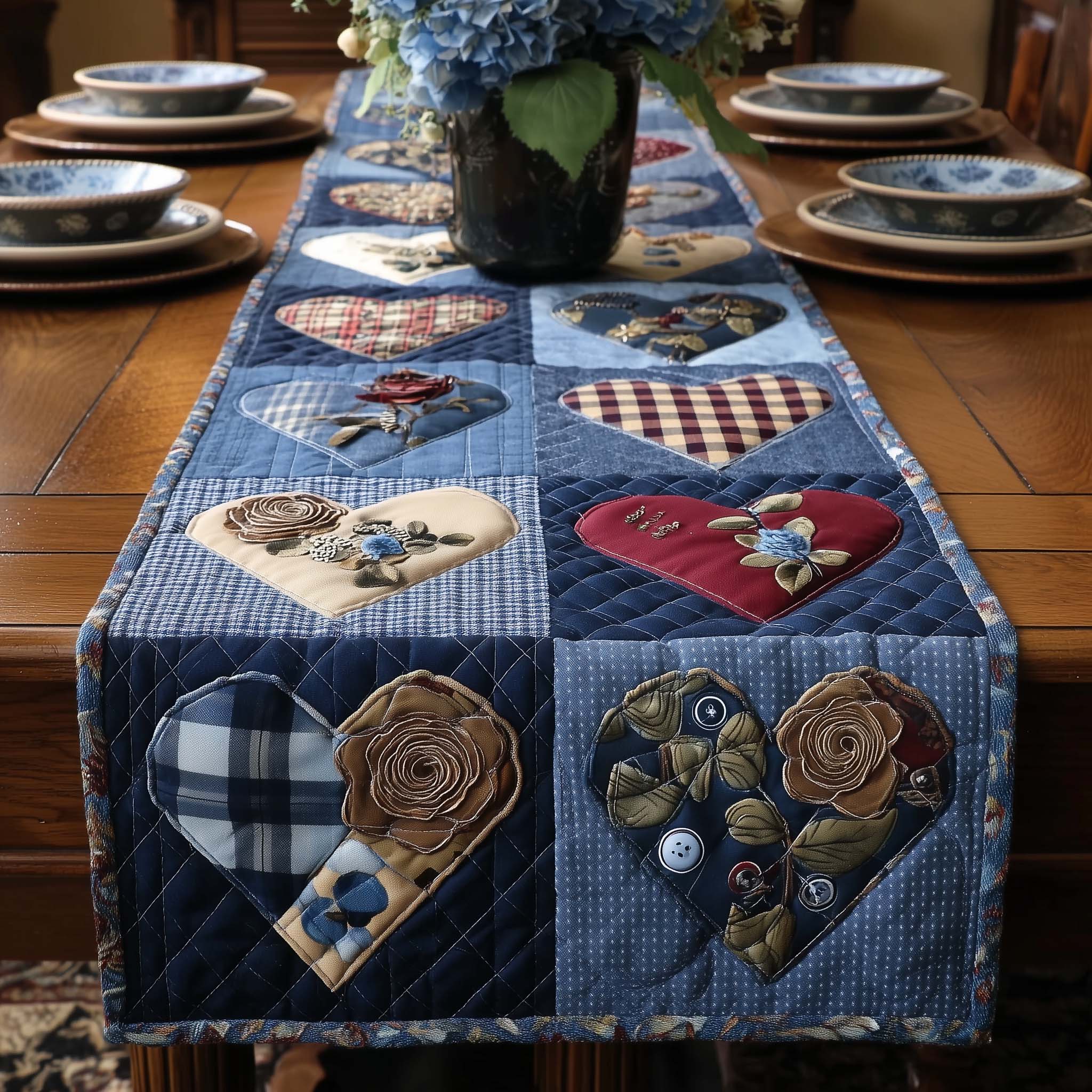 Love Stitches Quilted Table Runner GFTOTP16023