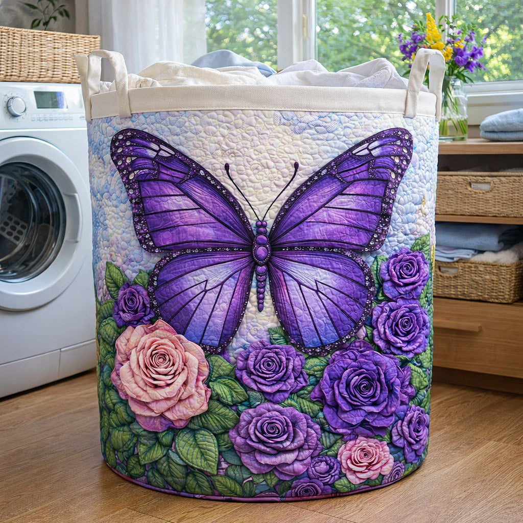 Meadow Flutter Quilted Laundry Basket GFTOTP17754