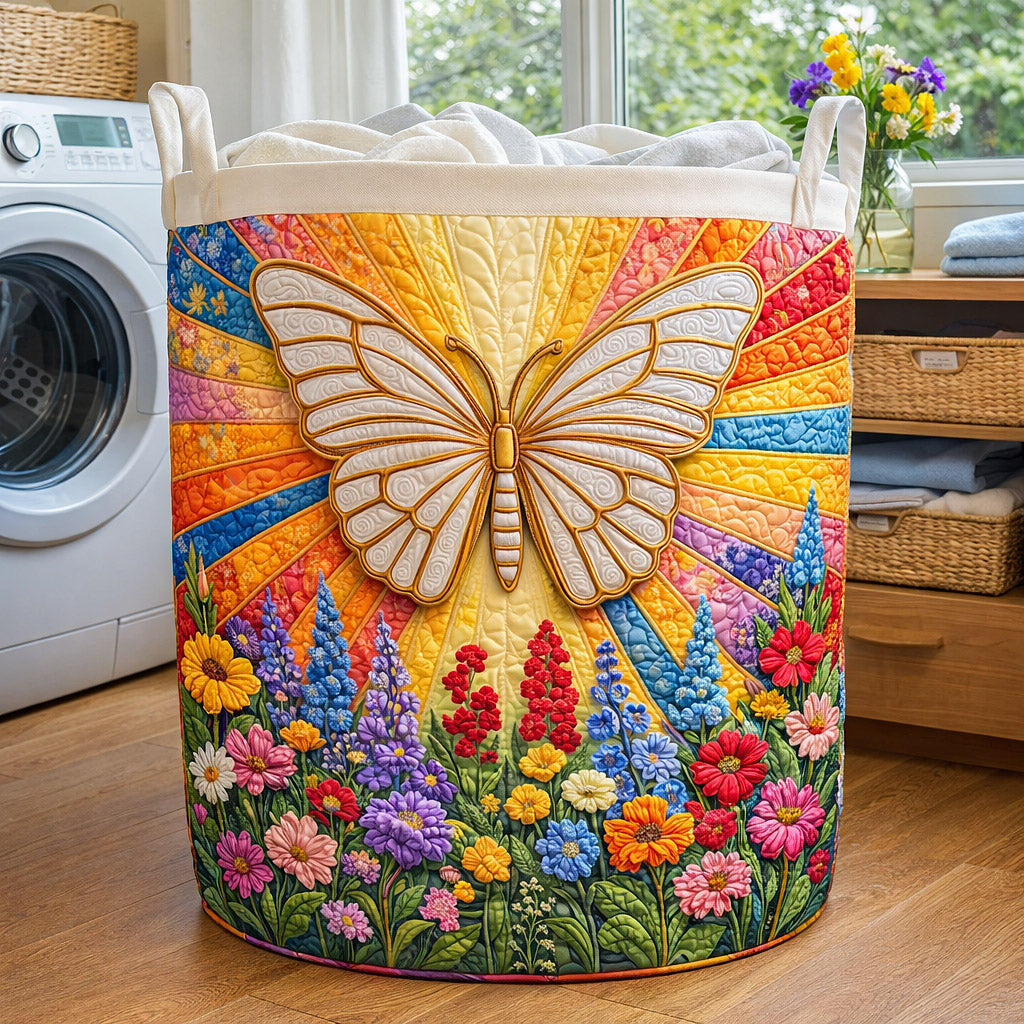 Meadow Flutter Quilted Laundry Basket GFTOTP17755