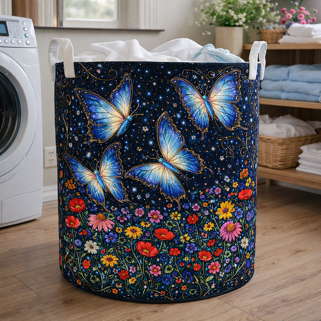 Meadow Flutter Quilted Laundry Basket GFTOTP17756