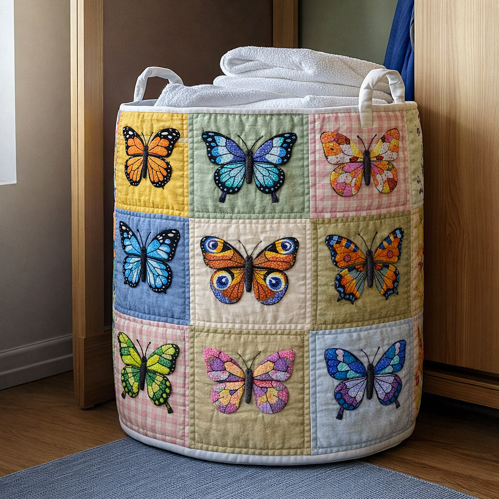 Meadow Flutter Quilted Laundry Basket GFTOTP17757