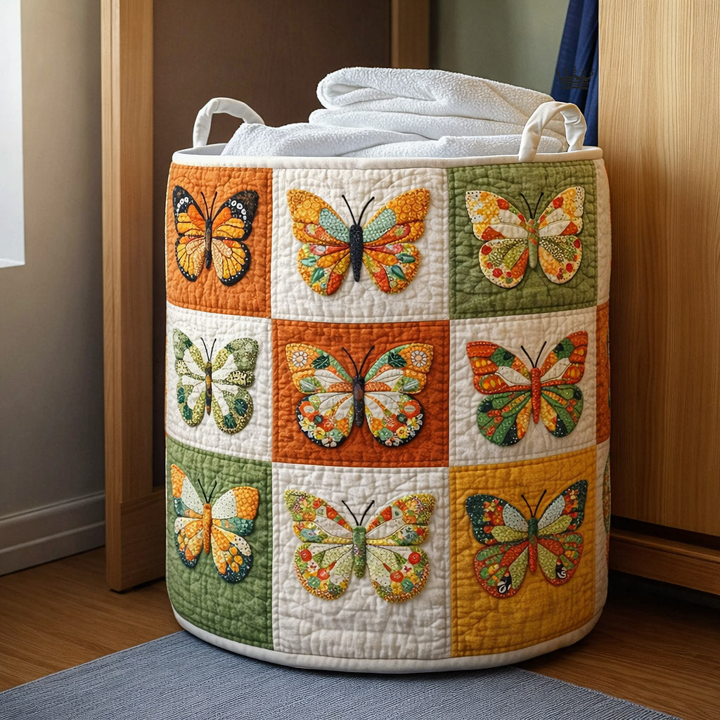 Meadow Flutter Quilted Laundry Basket GFTOTP17758